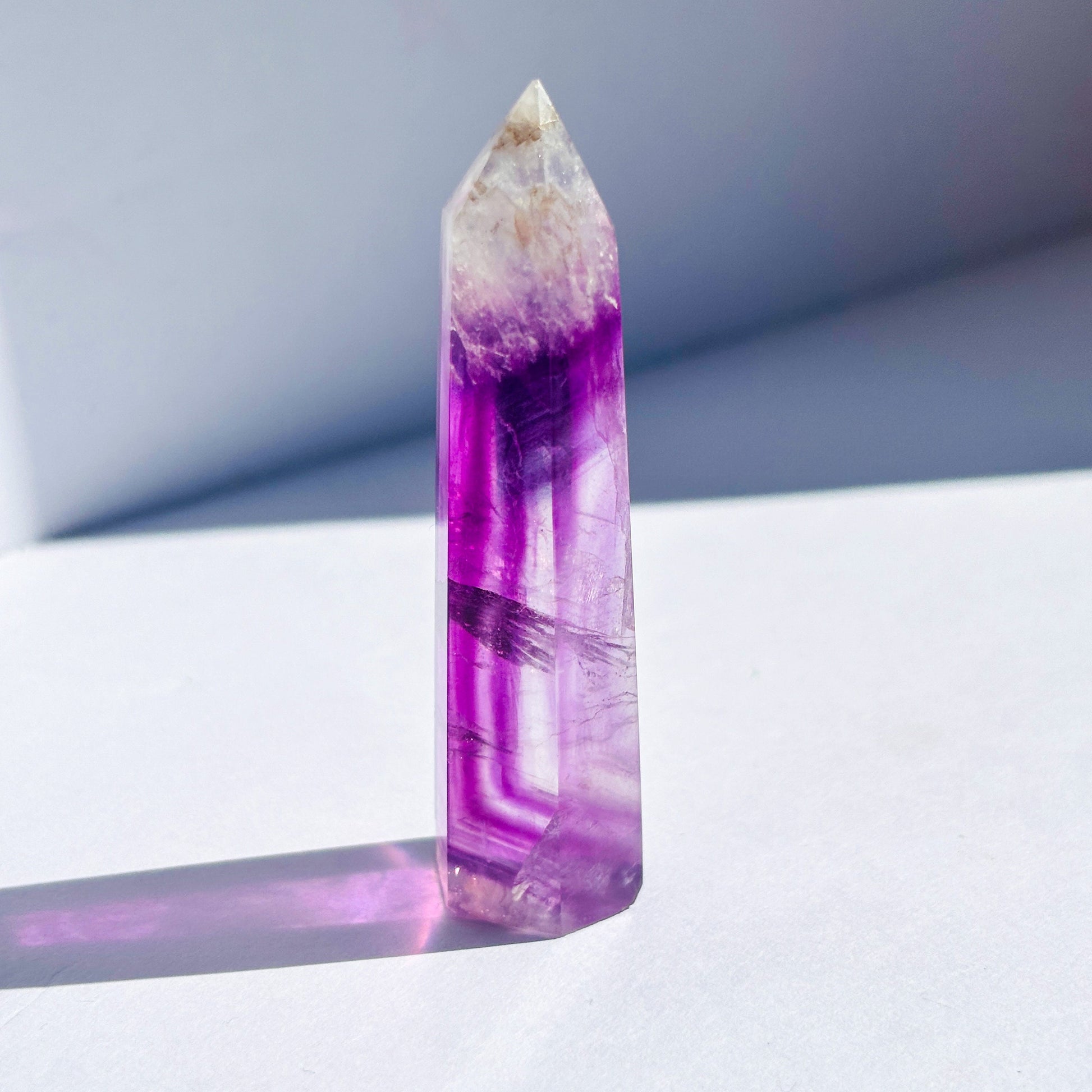 Purple Fluorite Tower Crystal Carving Sculpture