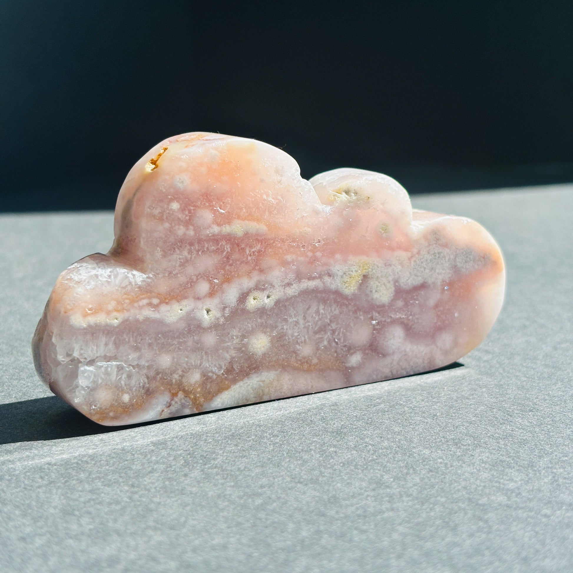 Pink Amethyst with Flower Agate Crystal Cloud Carving Stone Sculpture