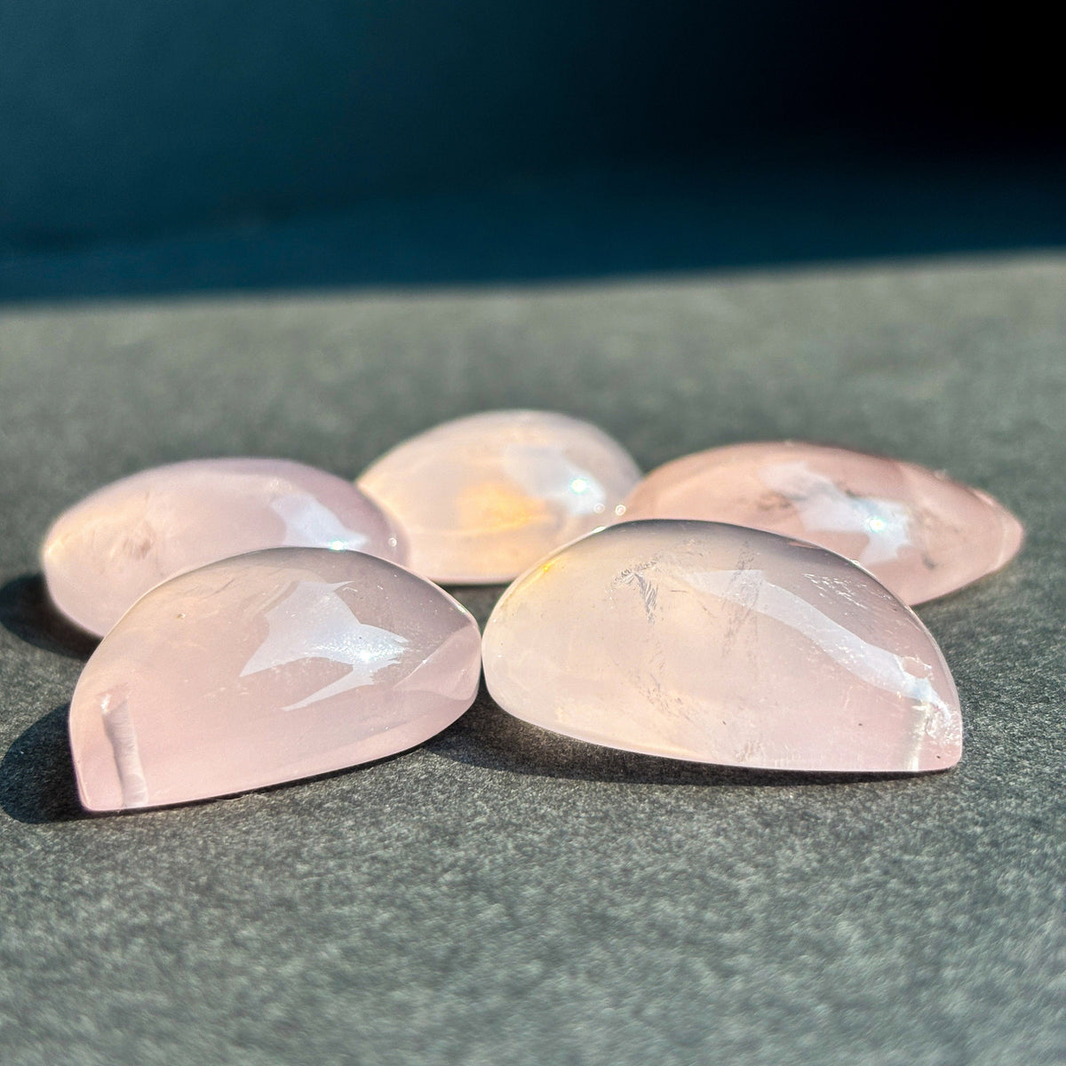 Rose Quartz Flat Back Teardrop Cabochon