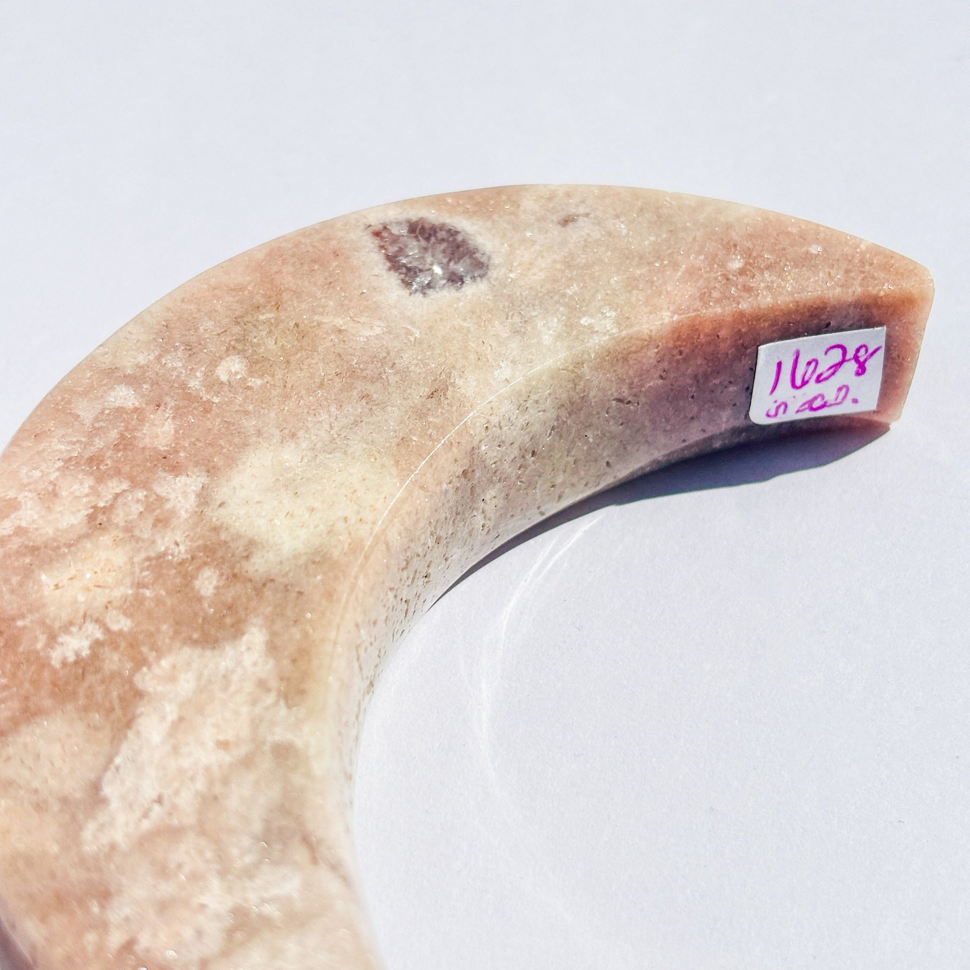 Pink Amethyst Crystal Moon Carving Stone Sculpture