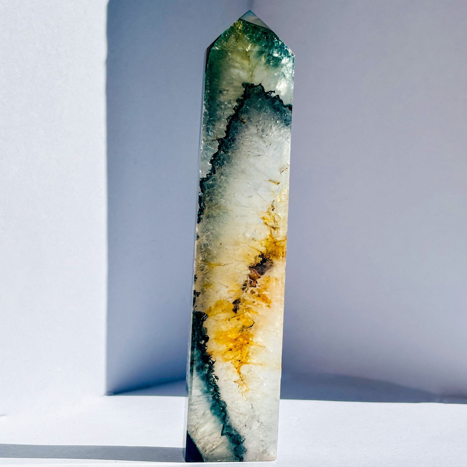 Green Agate Crystal Tower