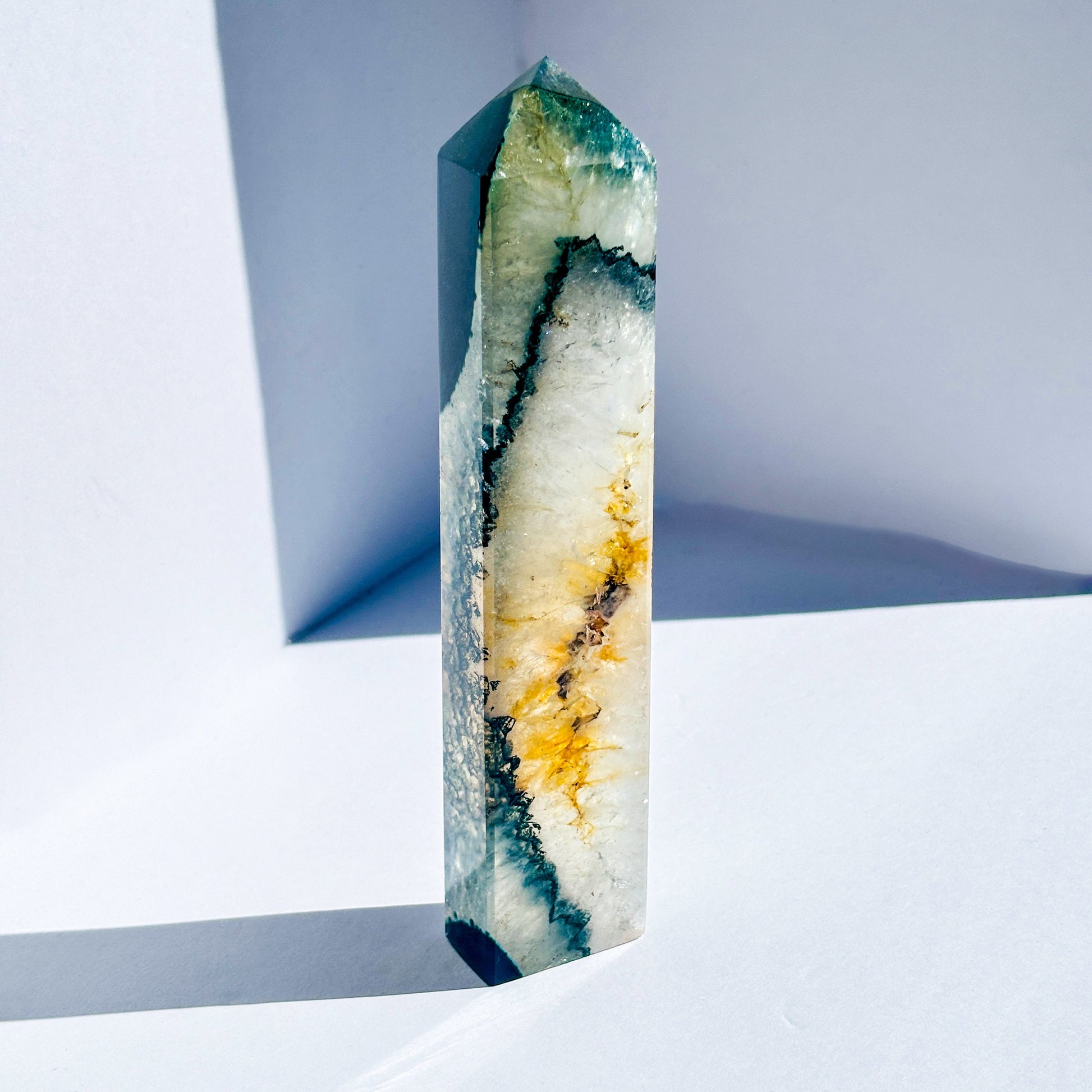 Green Agate Crystal Tower