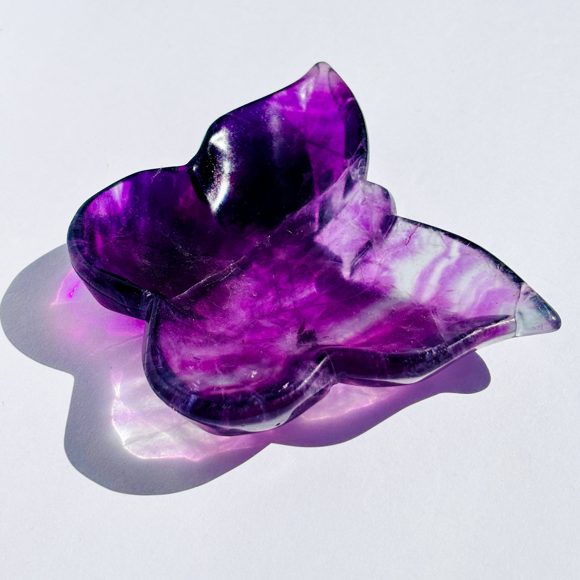 Purple Fluorite Crystal Butterfly Trinket Bowl