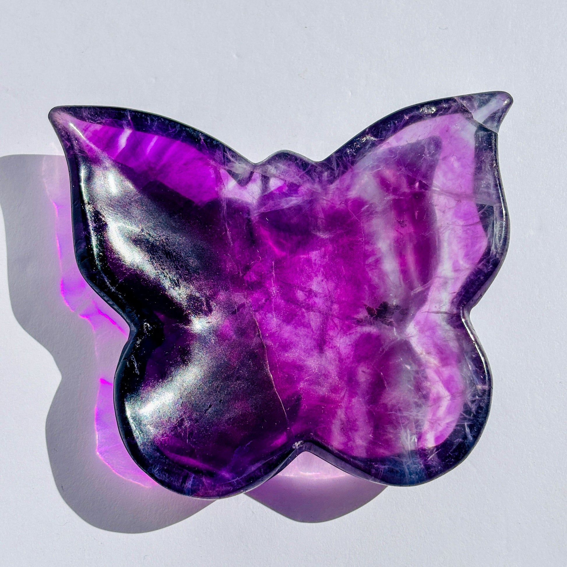 Purple Fluorite Crystal Butterfly Trinket Bowl