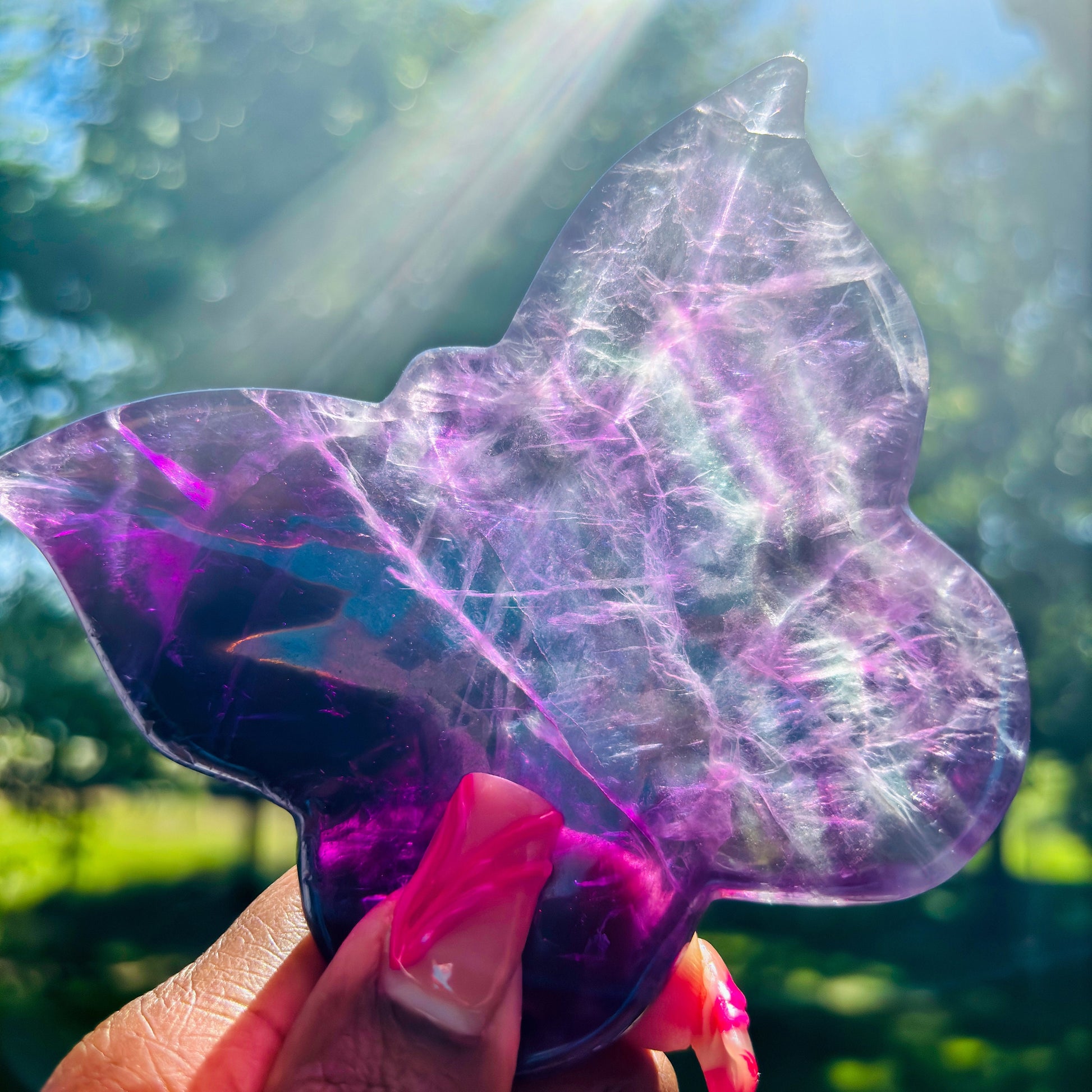 Purple Fluorite Crystal Butterfly Trinket Bowl