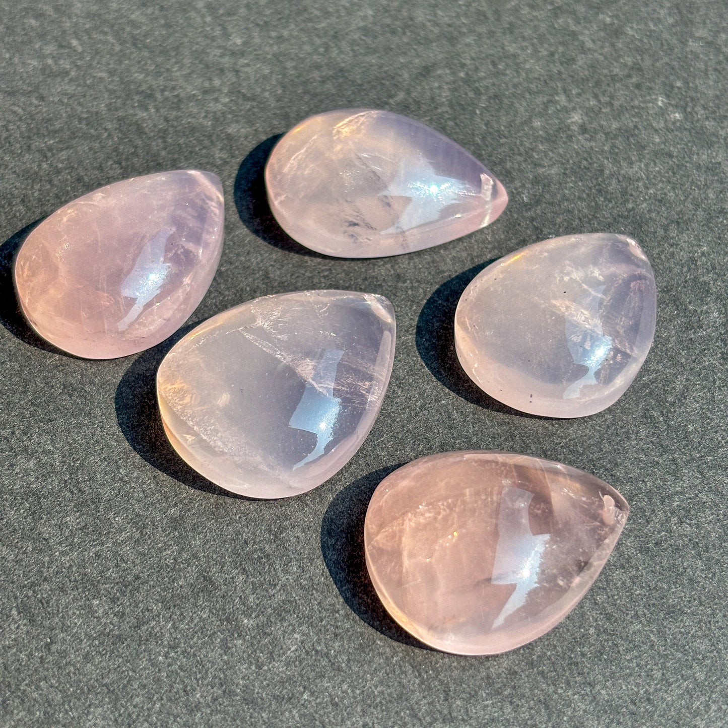 Rose Quartz Flat Back Teardrop Cabochon