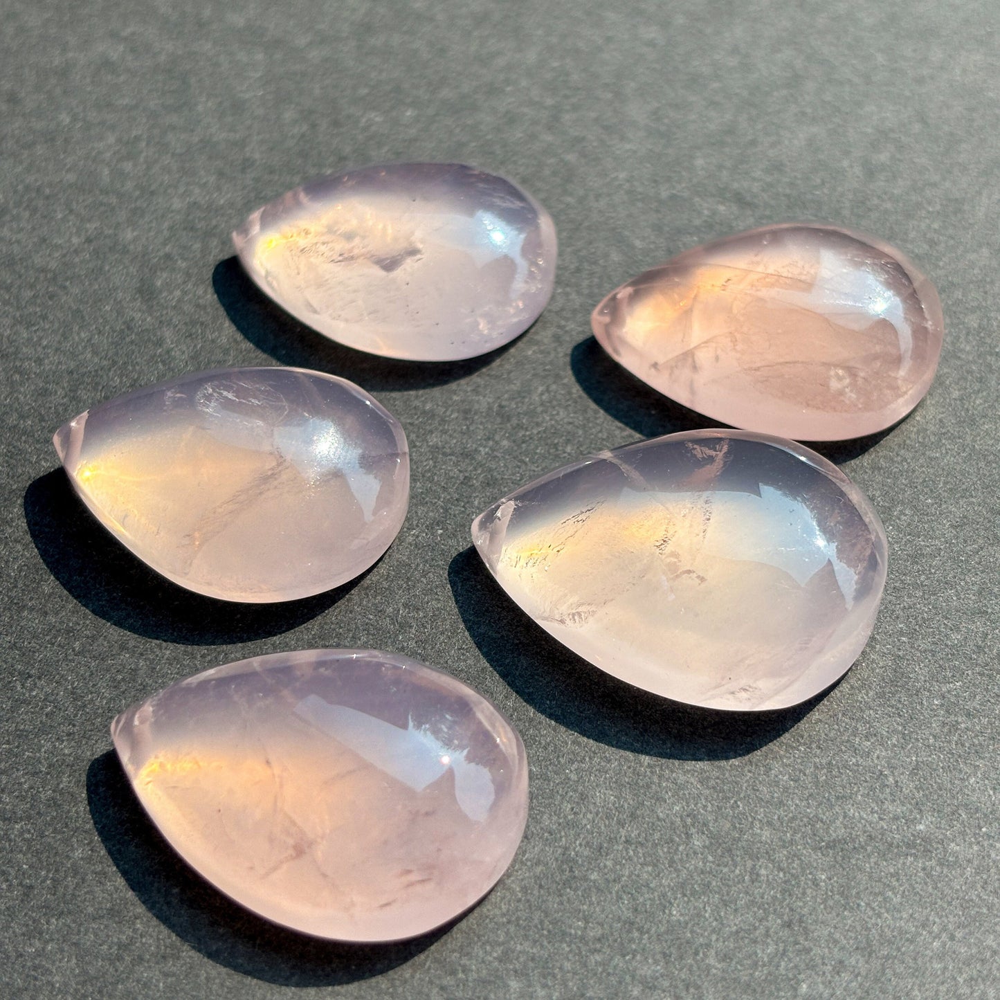 Rose Quartz Flat Back Teardrop Cabochon