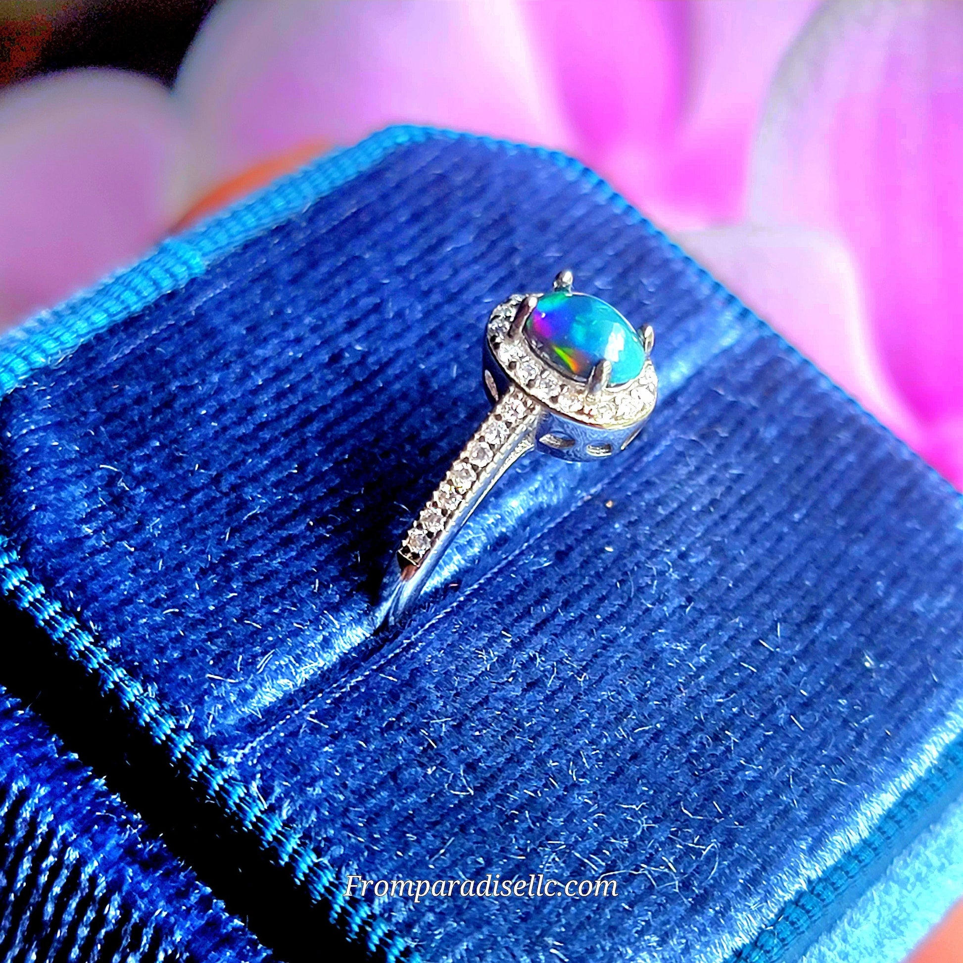 Opal Sterling Silver Women Gemstone Ring Adjustable