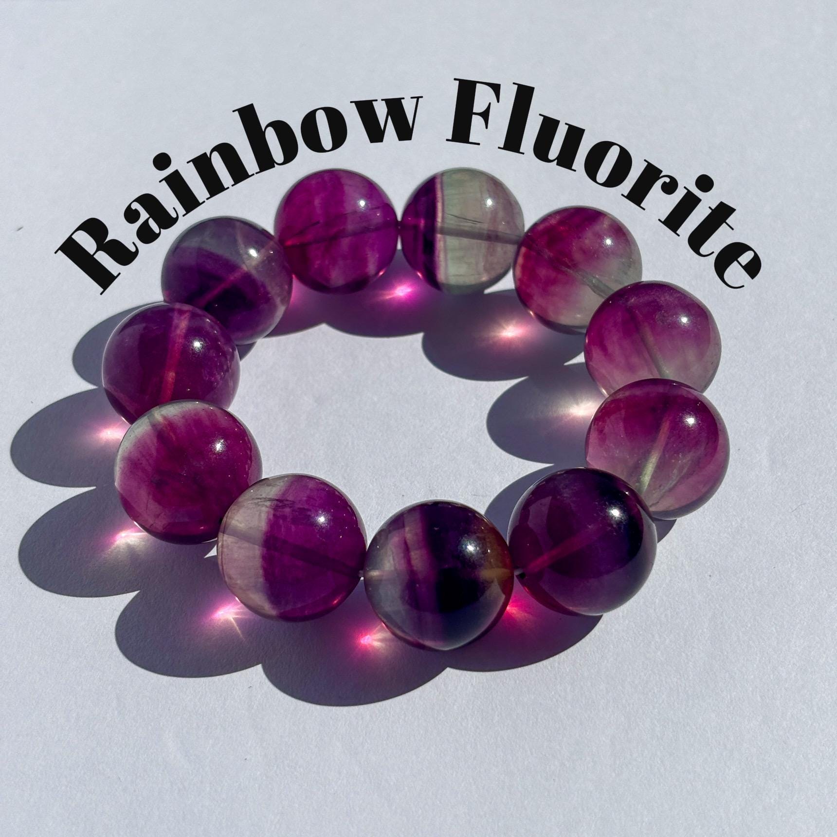 Rainbow Fluorite Large Chunky Crystal Bracelet
