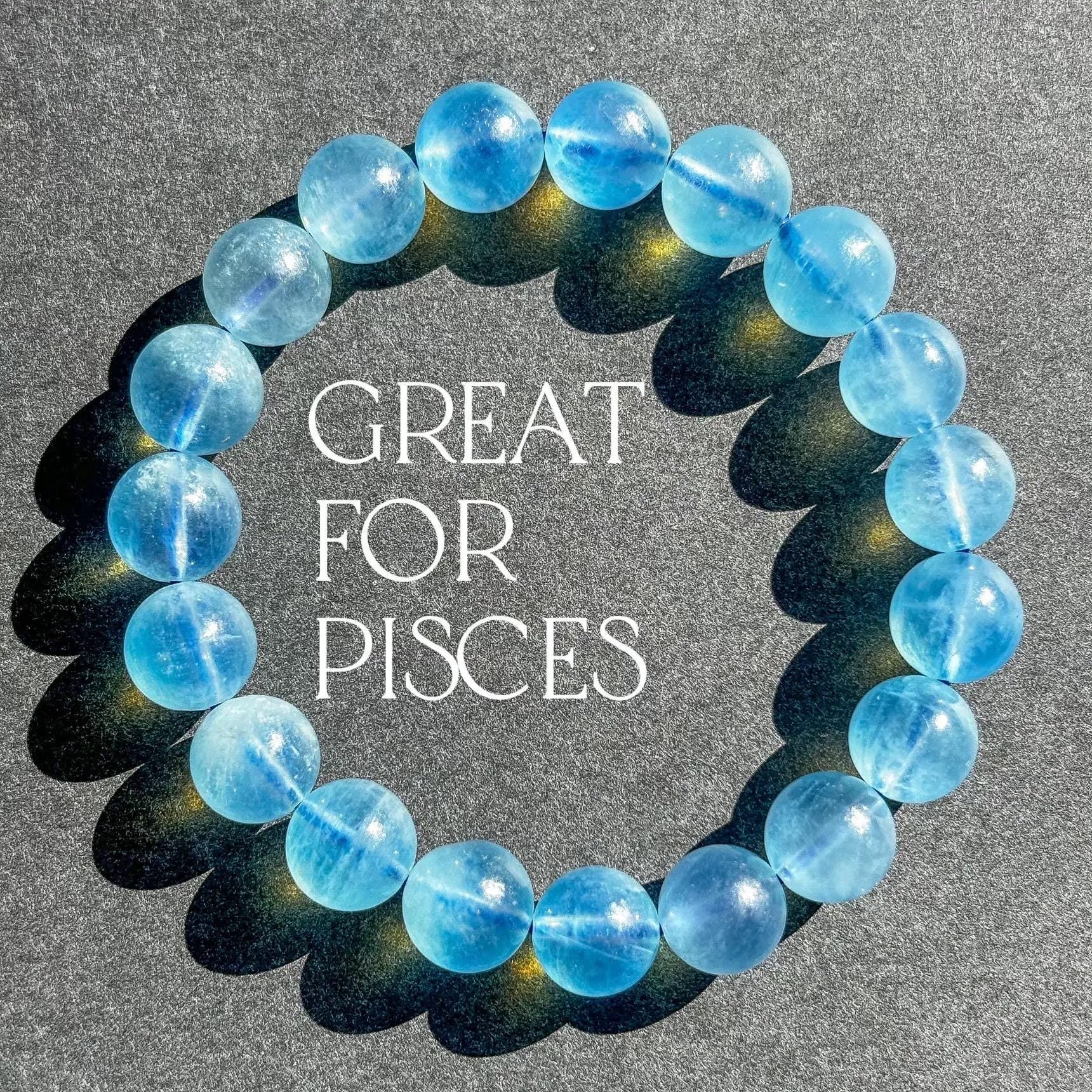 Aquamarine with Girasol Crystal Stretch Gemstone Bracelet