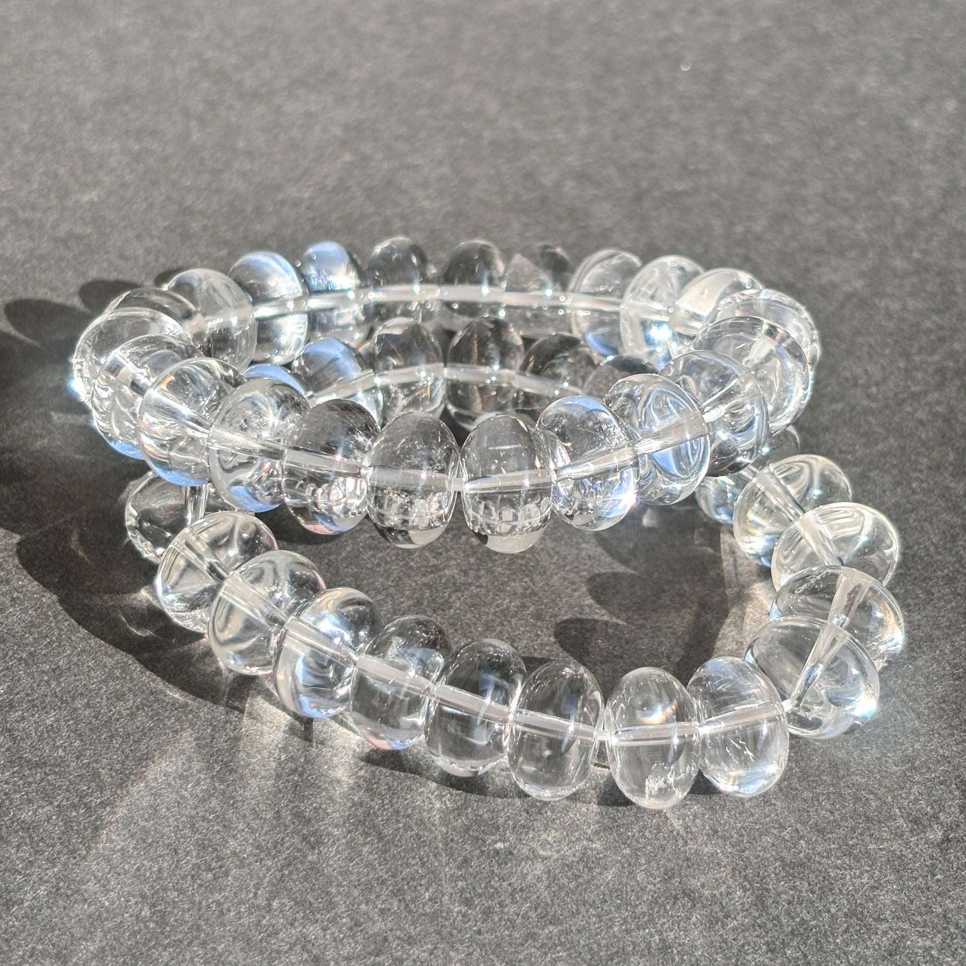 Clear Quartz Rondelle Crystal Stretch Bracelet
