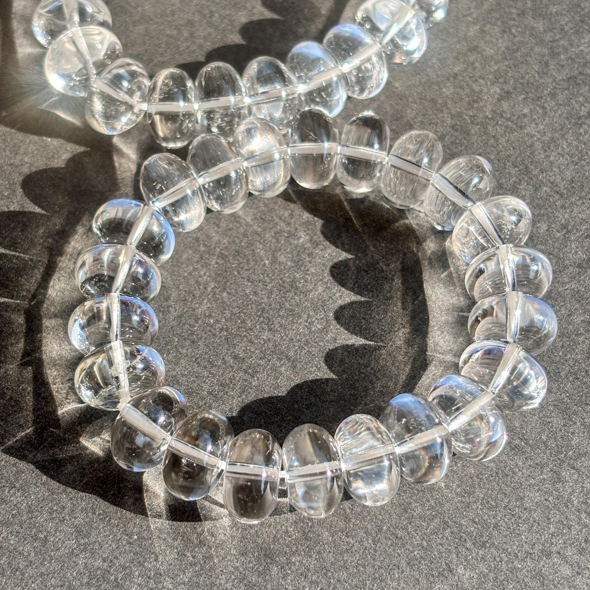 Clear Quartz Rondelle Crystal Stretch Bracelet