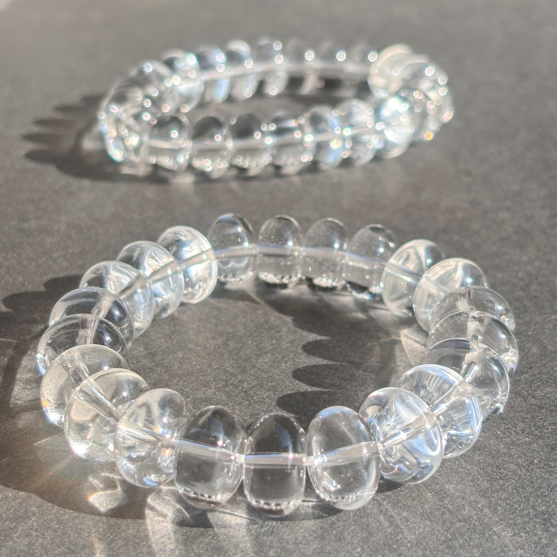 Clear Quartz Rondelle Crystal Stretch Bracelet