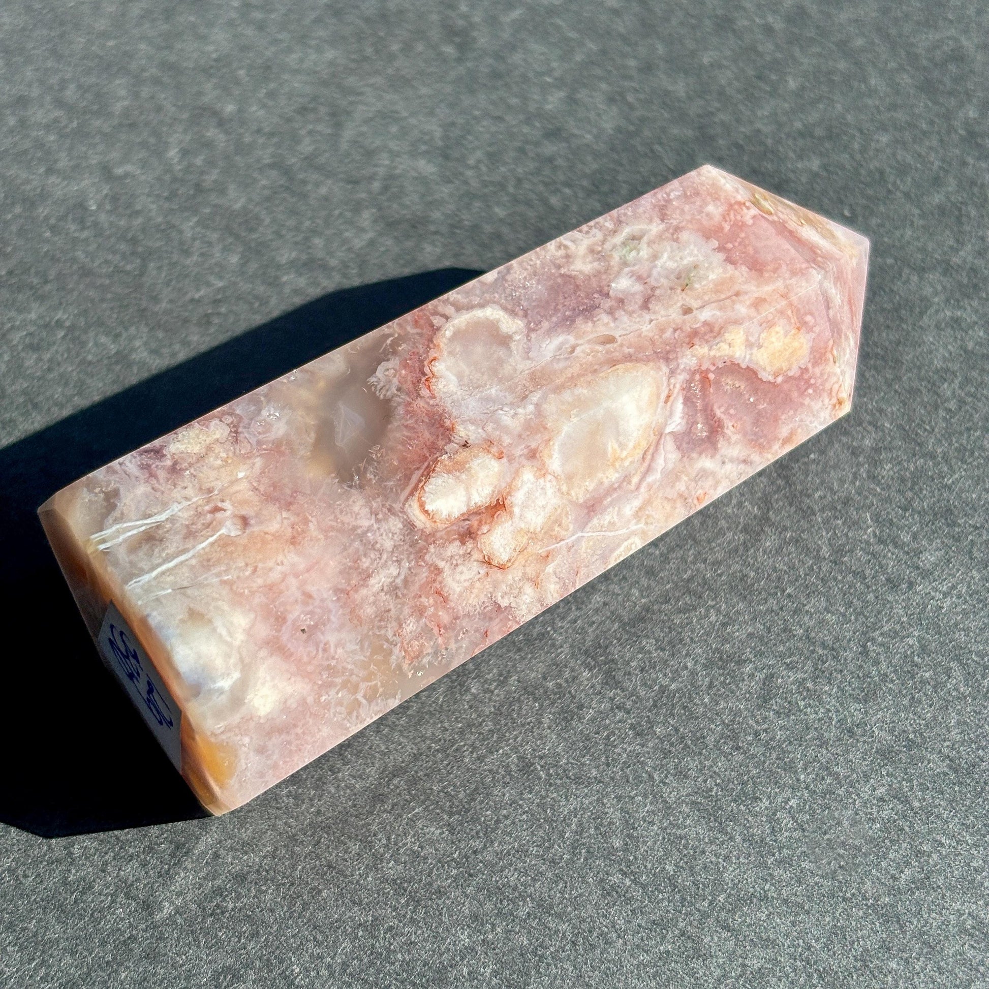 Pink Flower Agate Crystal Tower