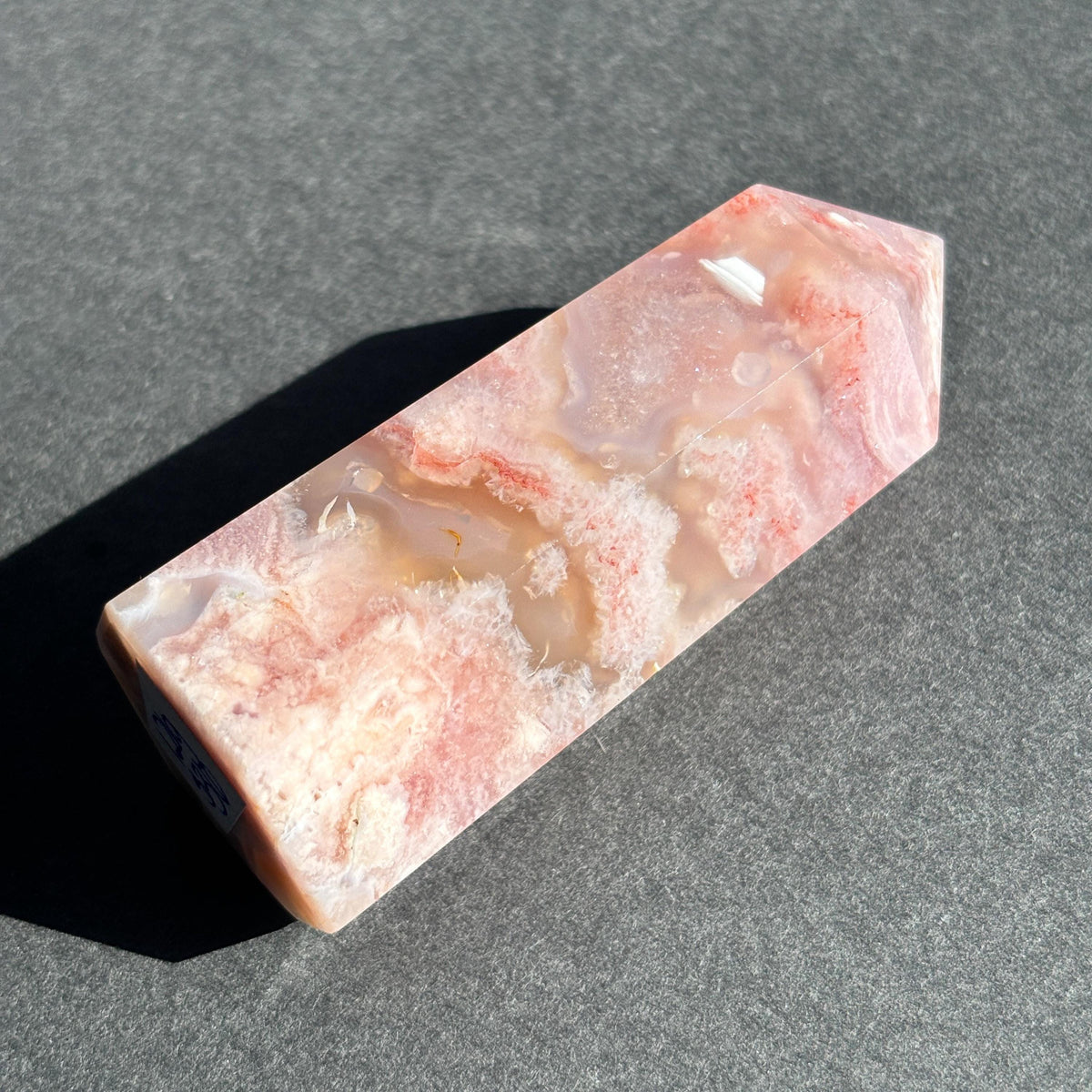 Pink Flower Agate Crystal Tower