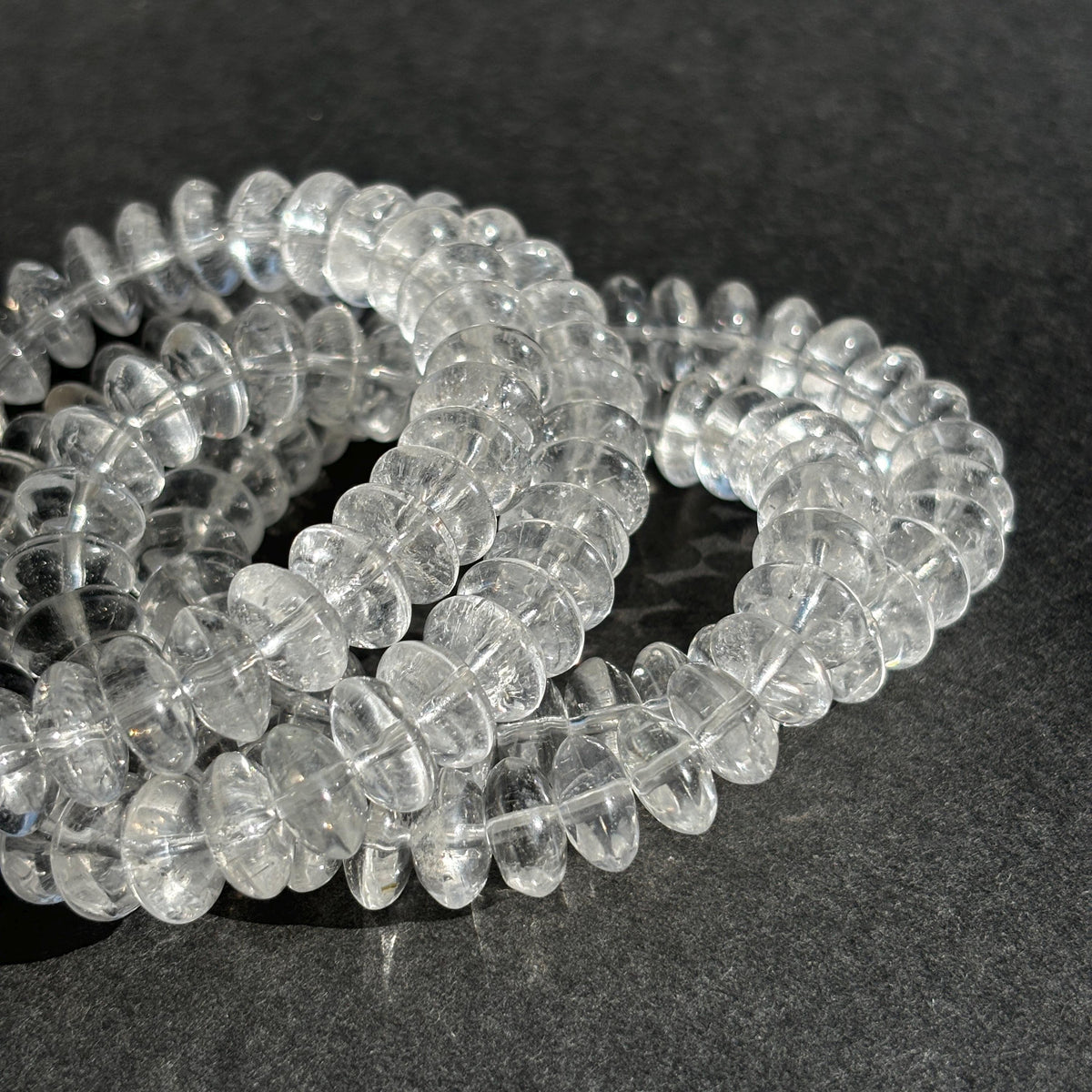 Clear Quartz Rondelle Crystal Stretch Bracelet