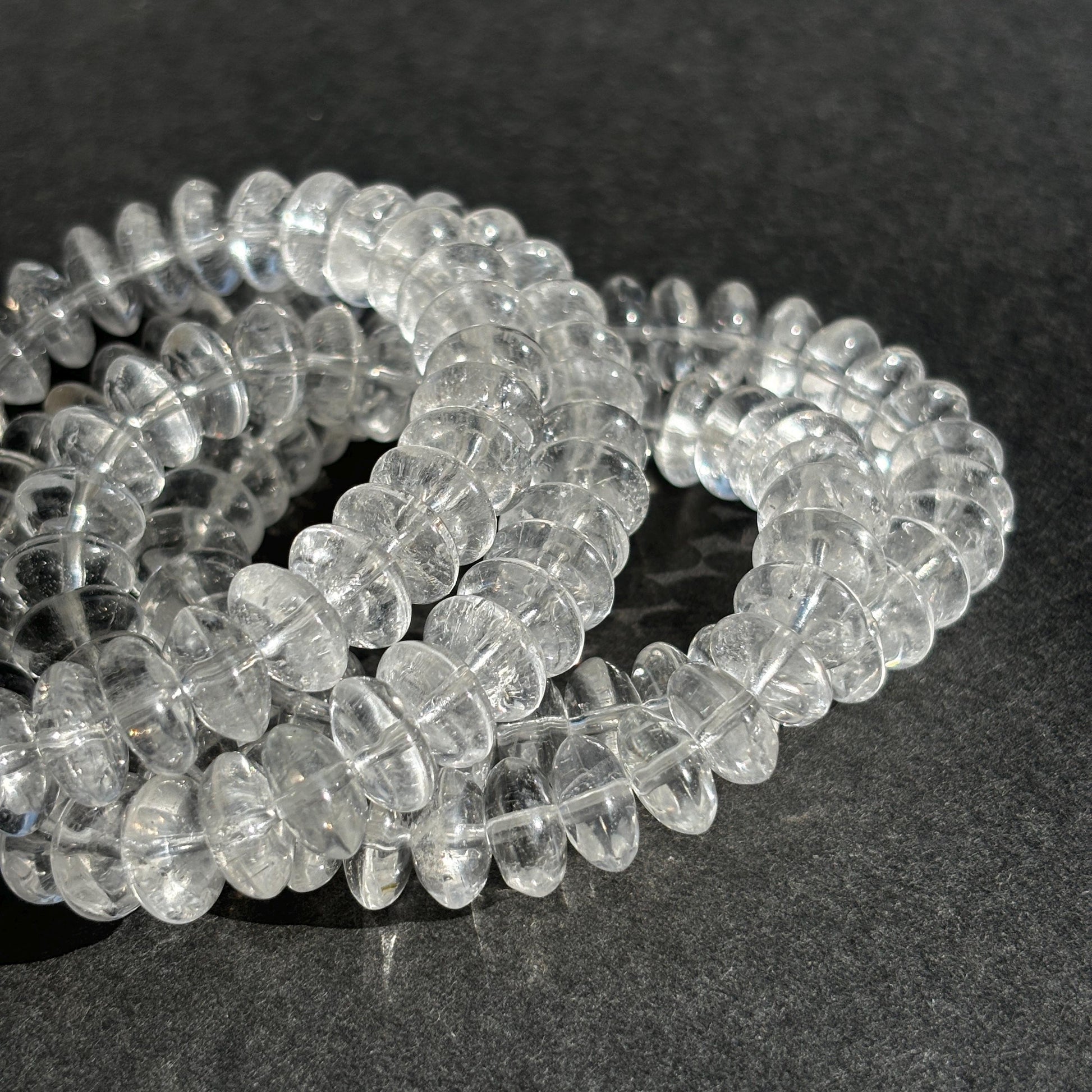 Clear Quartz Rondelle Crystal Stretch Bracelet