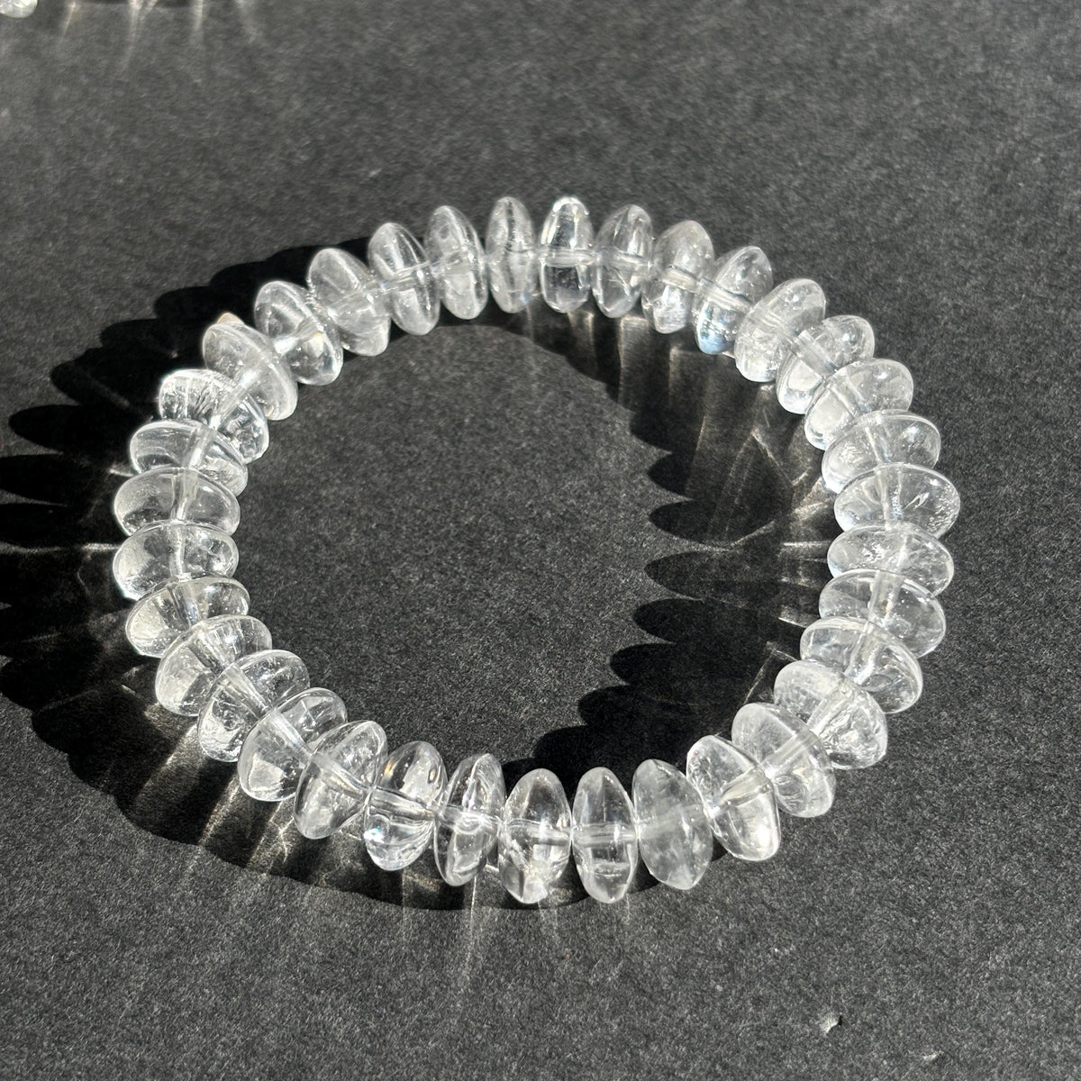 Clear Quartz Rondelle Crystal Stretch Bracelet
