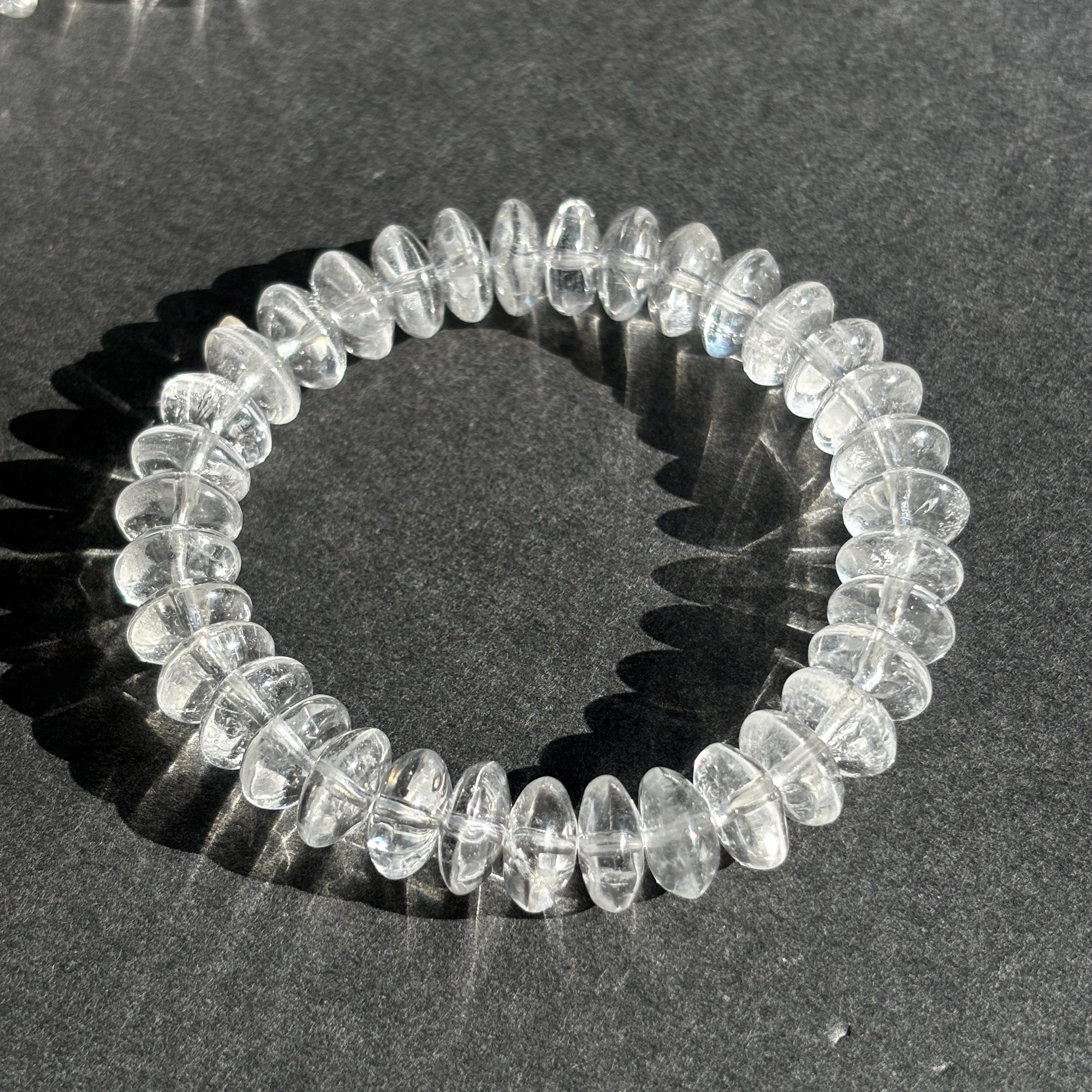 Clear Quartz Rondelle Crystal Stretch Bracelet