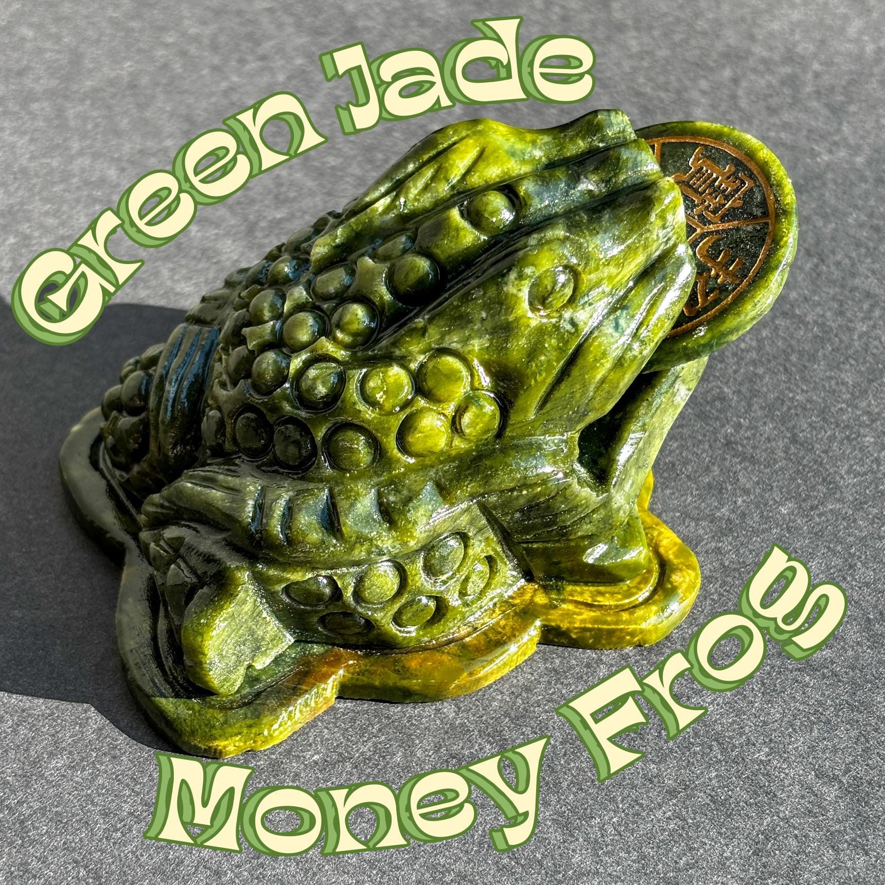 Money Frog Nephrite Green Jade Statue