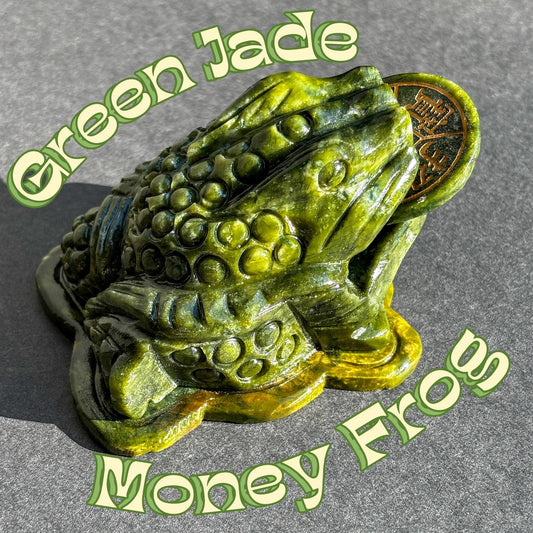 Money Frog Nephrite Green Jade Statue