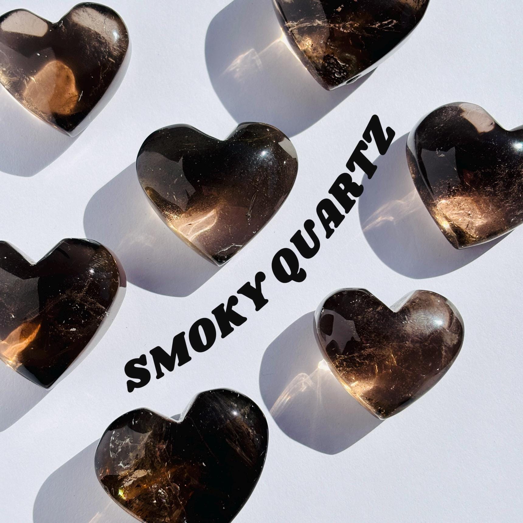 Smoky Quartz Puffy Crystal Heart Carving Sculpture