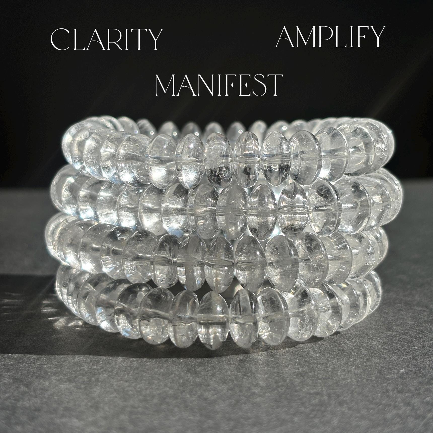 Clear Quartz Rondelle Crystal Stretch Bracelet