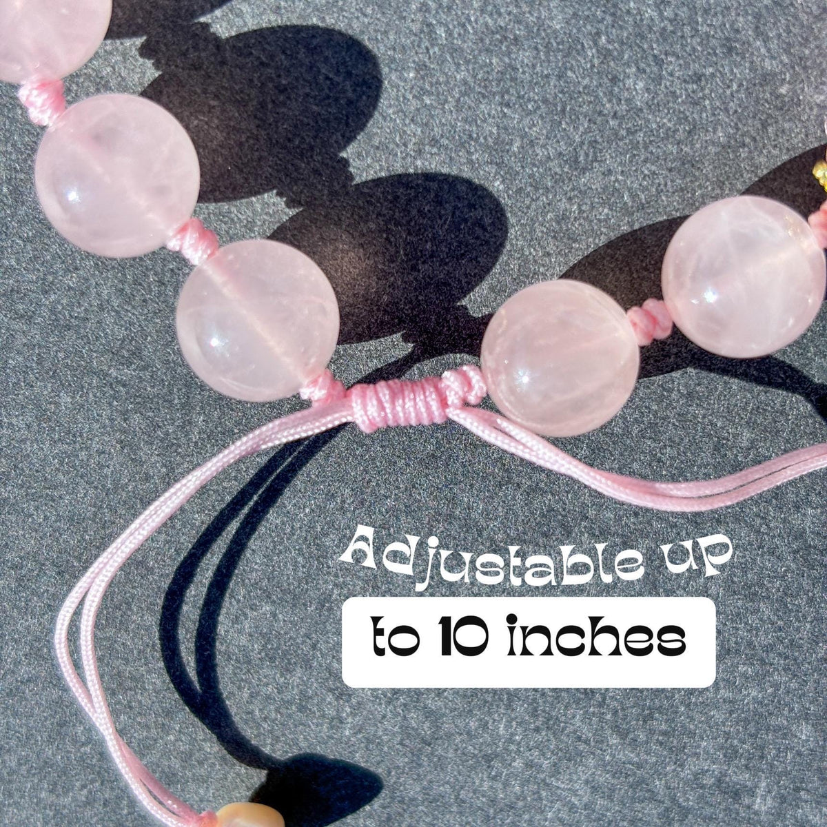 Teddy Bear Rose Quartz Crystal Adjustable Bracelet