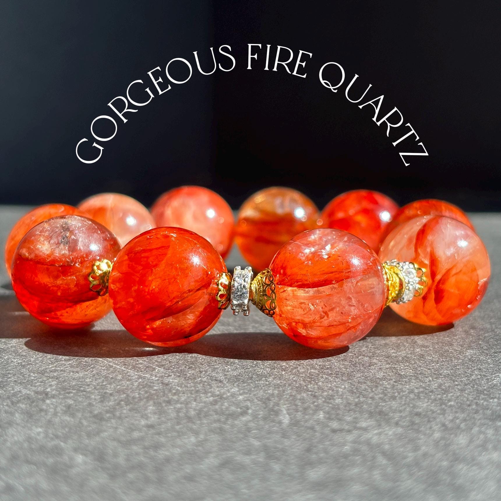 Fire Quartz Red Hematoid Chunky Crystal Bracelet