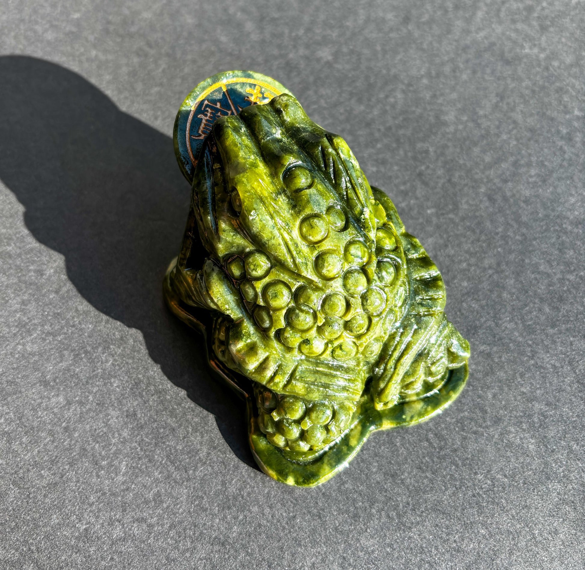 Money Frog Nephrite Green Jade Statue