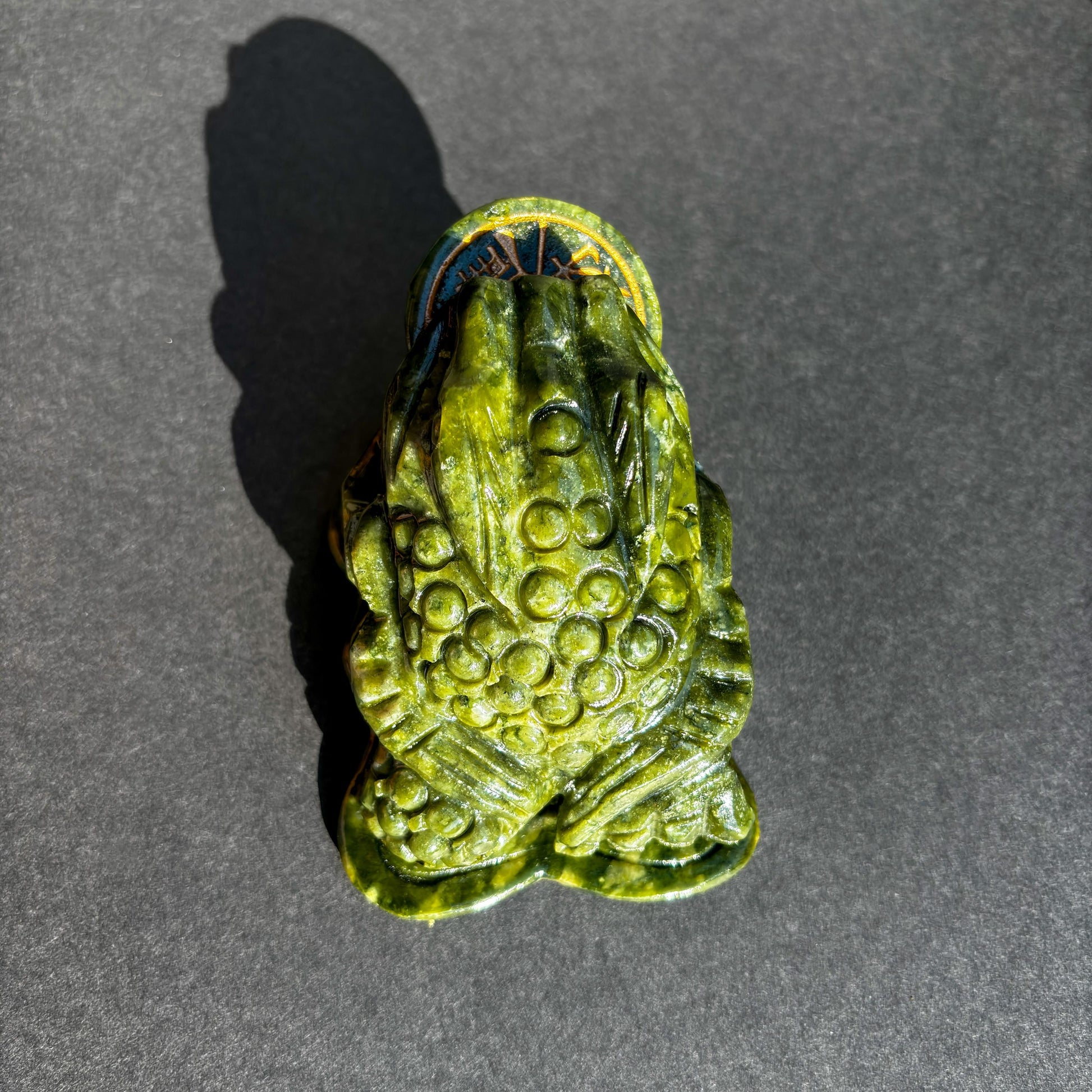 Money Frog Nephrite Green Jade Statue