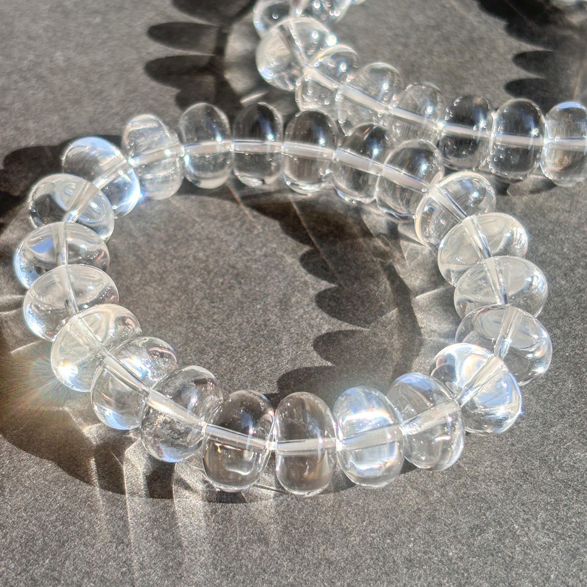 Clear Quartz Rondelle Crystal Stretch Bracelet