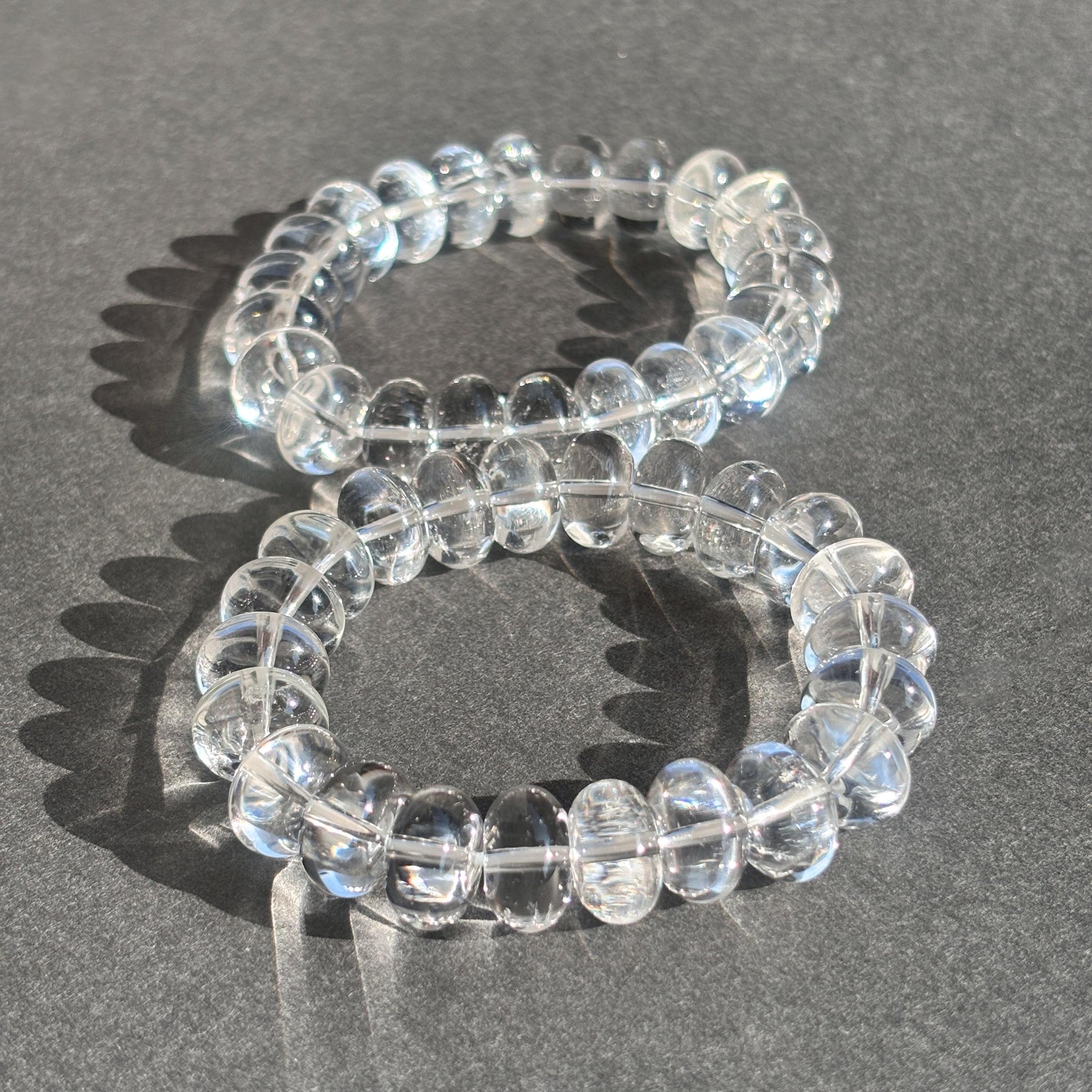 Clear Quartz Rondelle Crystal Stretch Bracelet
