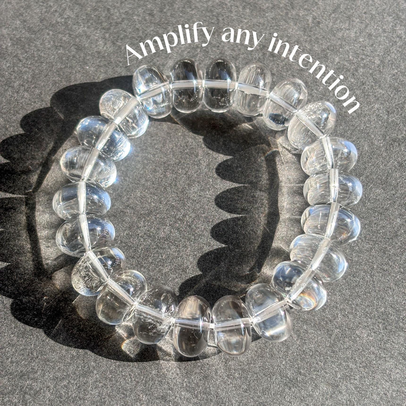 Clear Quartz Rondelle Crystal Stretch Bracelet