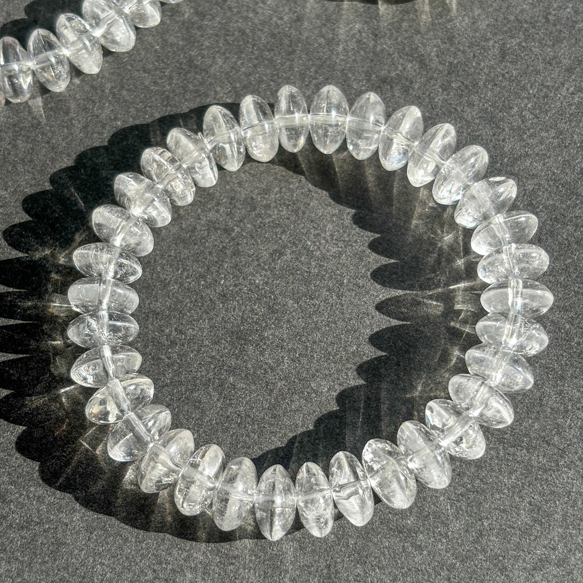 Clear Quartz Rondelle Crystal Stretch Bracelet