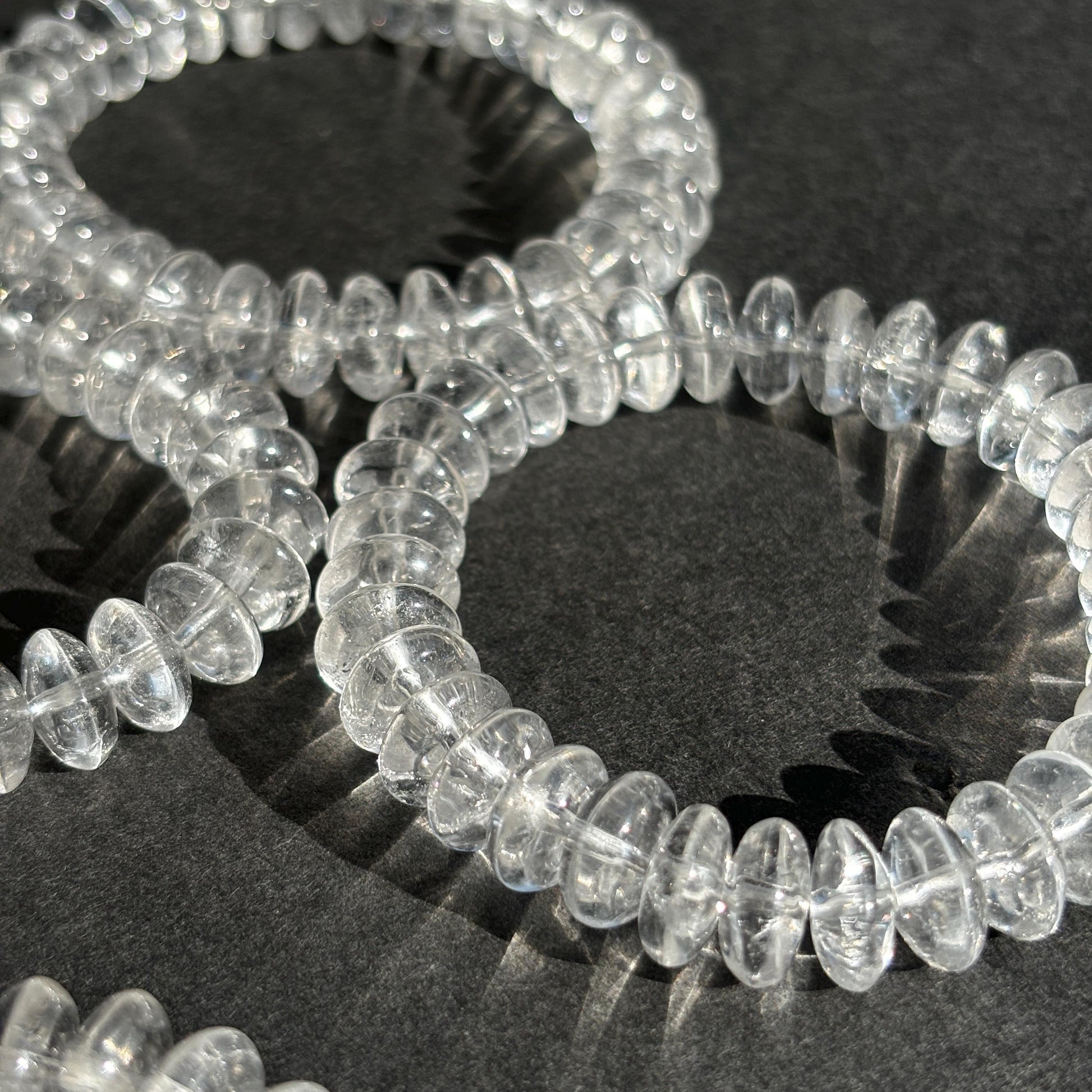 Clear Quartz Rondelle Crystal Stretch Bracelet