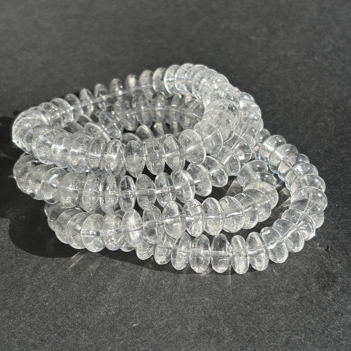 Clear Quartz Rondelle Crystal Stretch Bracelet