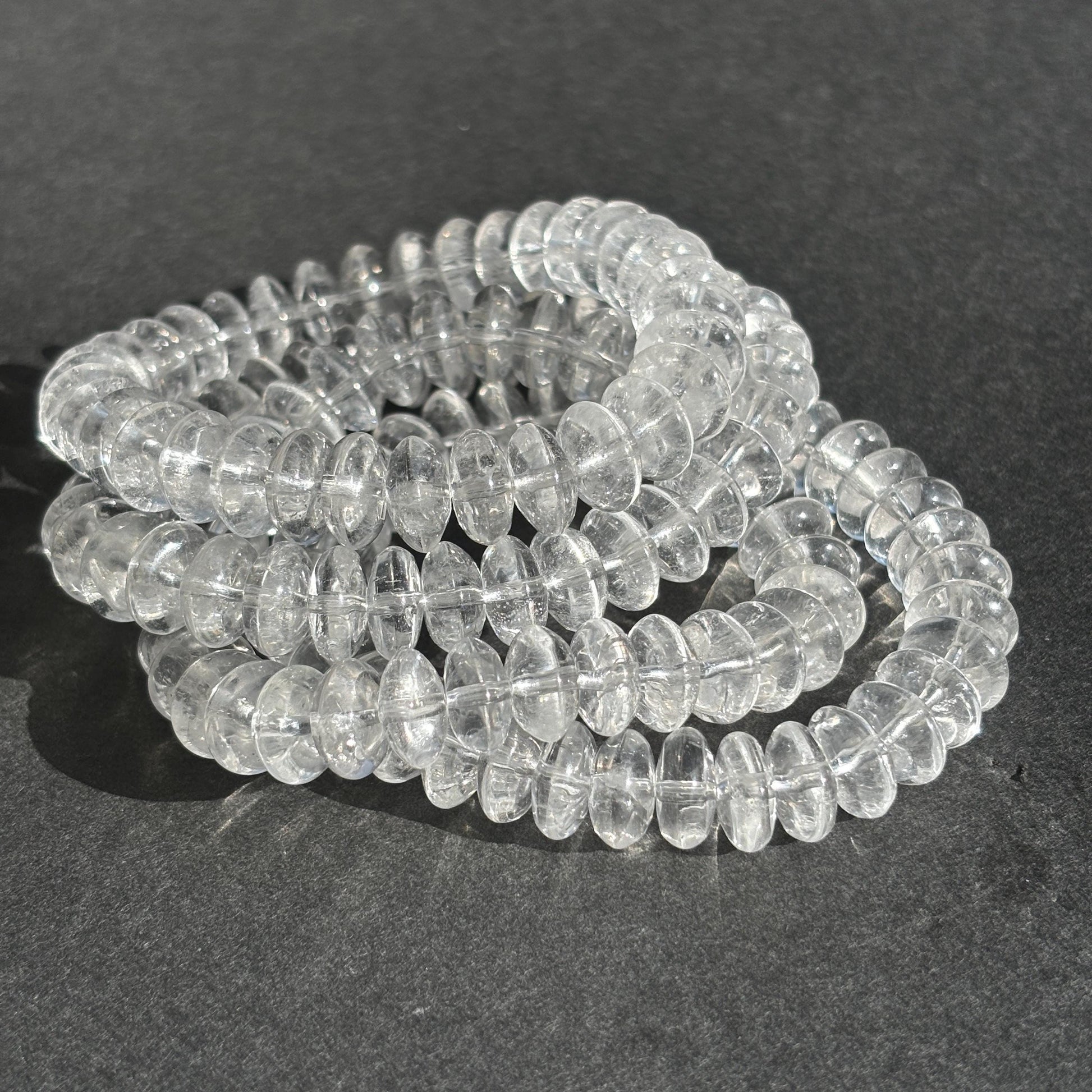 Clear Quartz Rondelle Crystal Stretch Bracelet