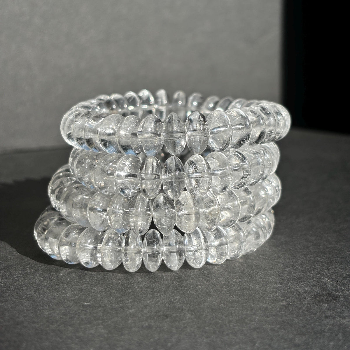 Clear Quartz Rondelle Crystal Stretch Bracelet