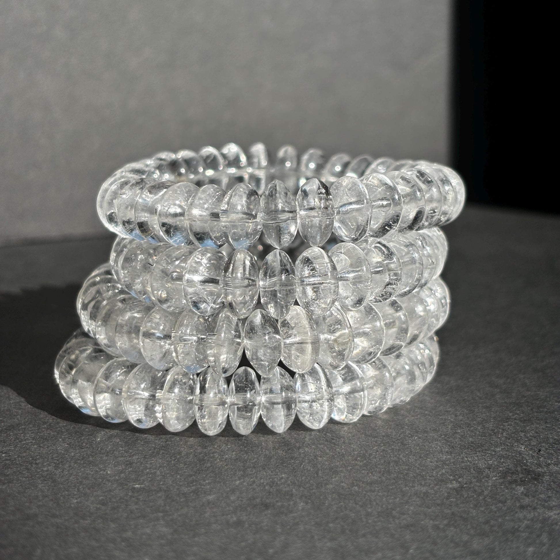Clear Quartz Rondelle Crystal Stretch Bracelet