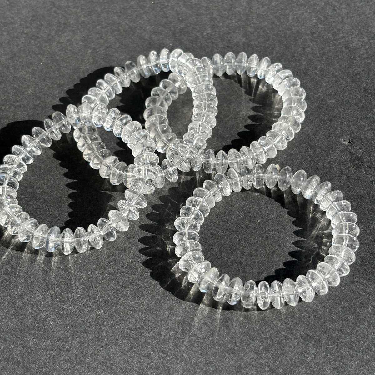 Clear Quartz Rondelle Crystal Stretch Bracelet