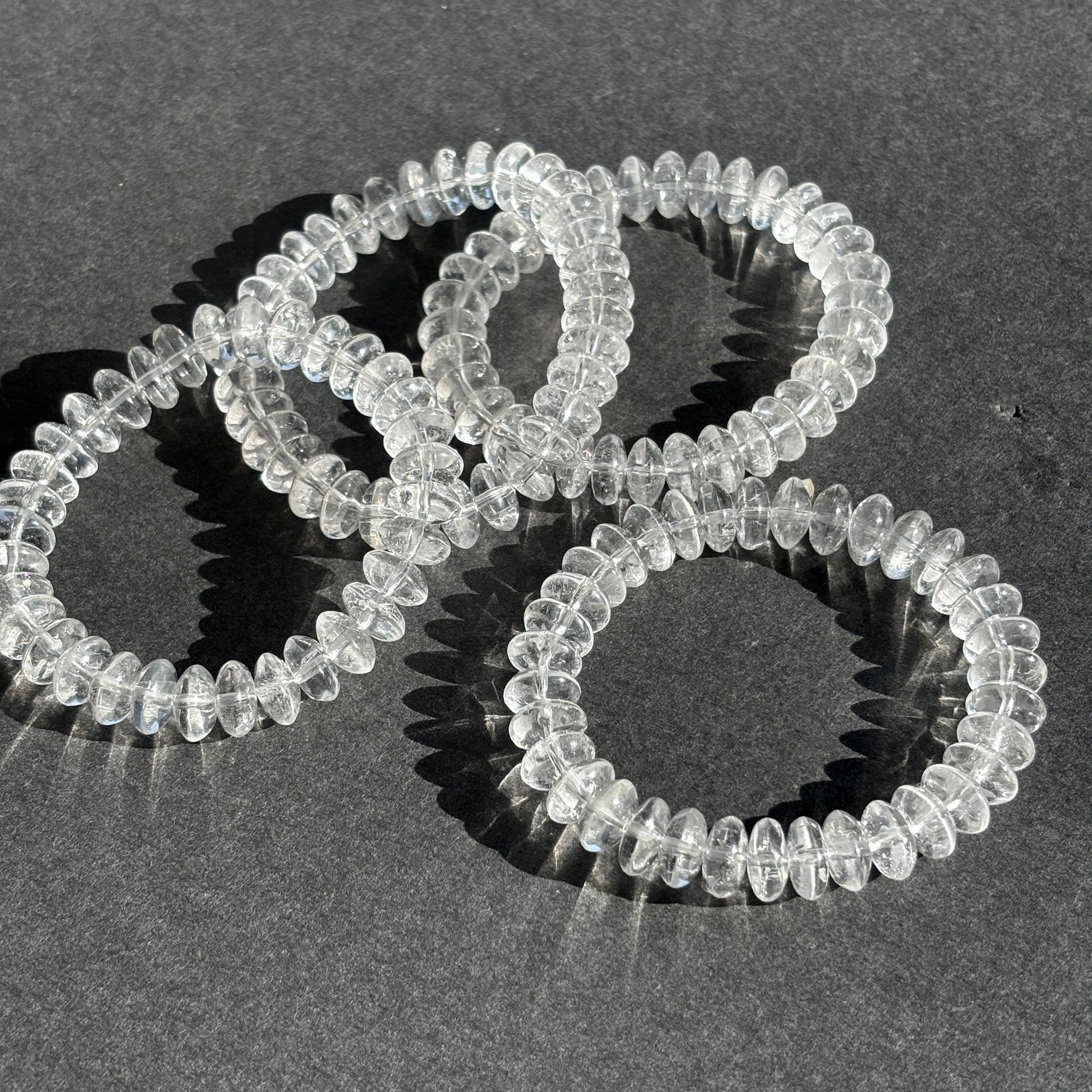 Clear Quartz Rondelle Crystal Stretch Bracelet