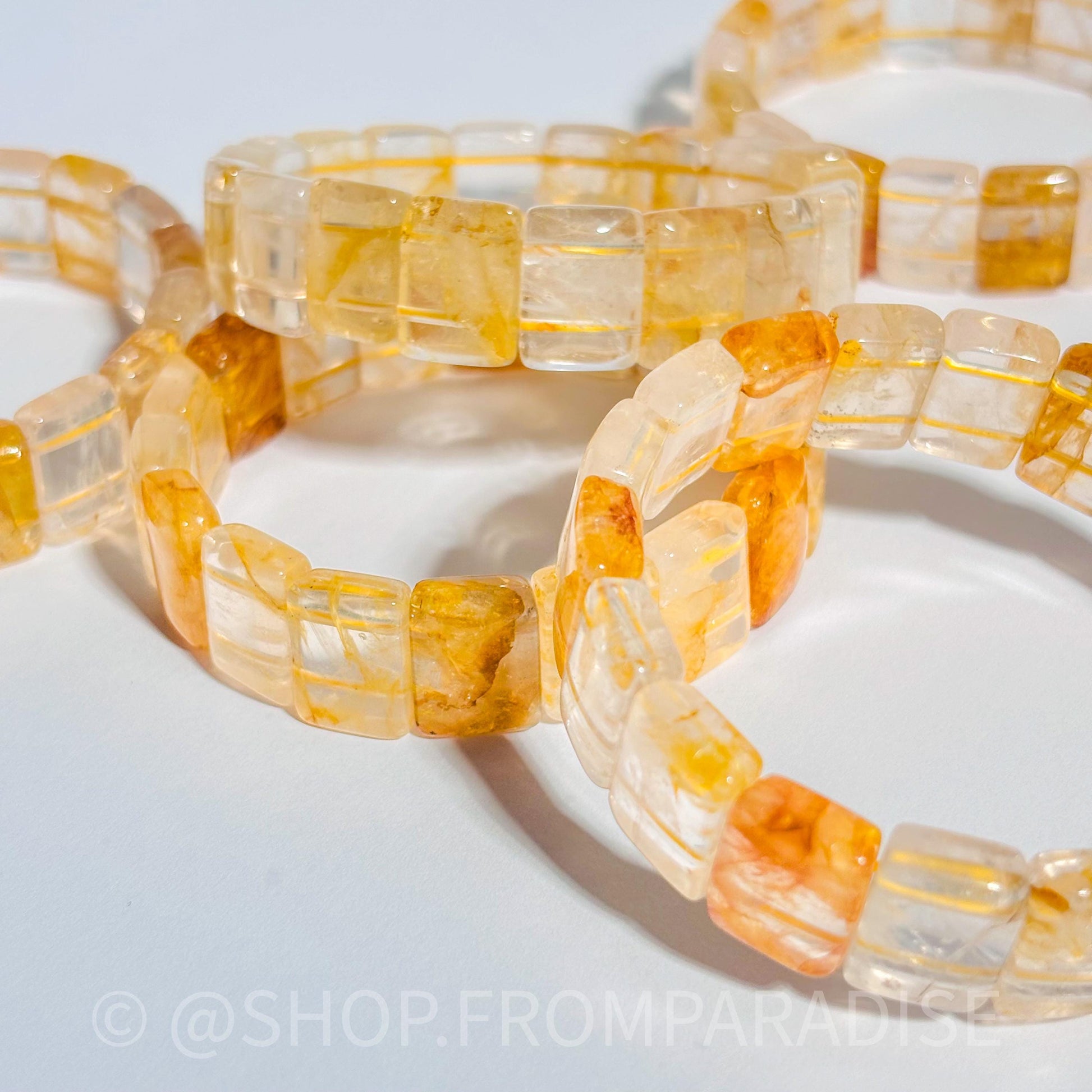 Golden Healer Bangle Golden Healer Crystal Bracelet Handmade Jewelry Gift Golden Healer Yellow Hematoid Quartz Gemstone Bracelet Stretch