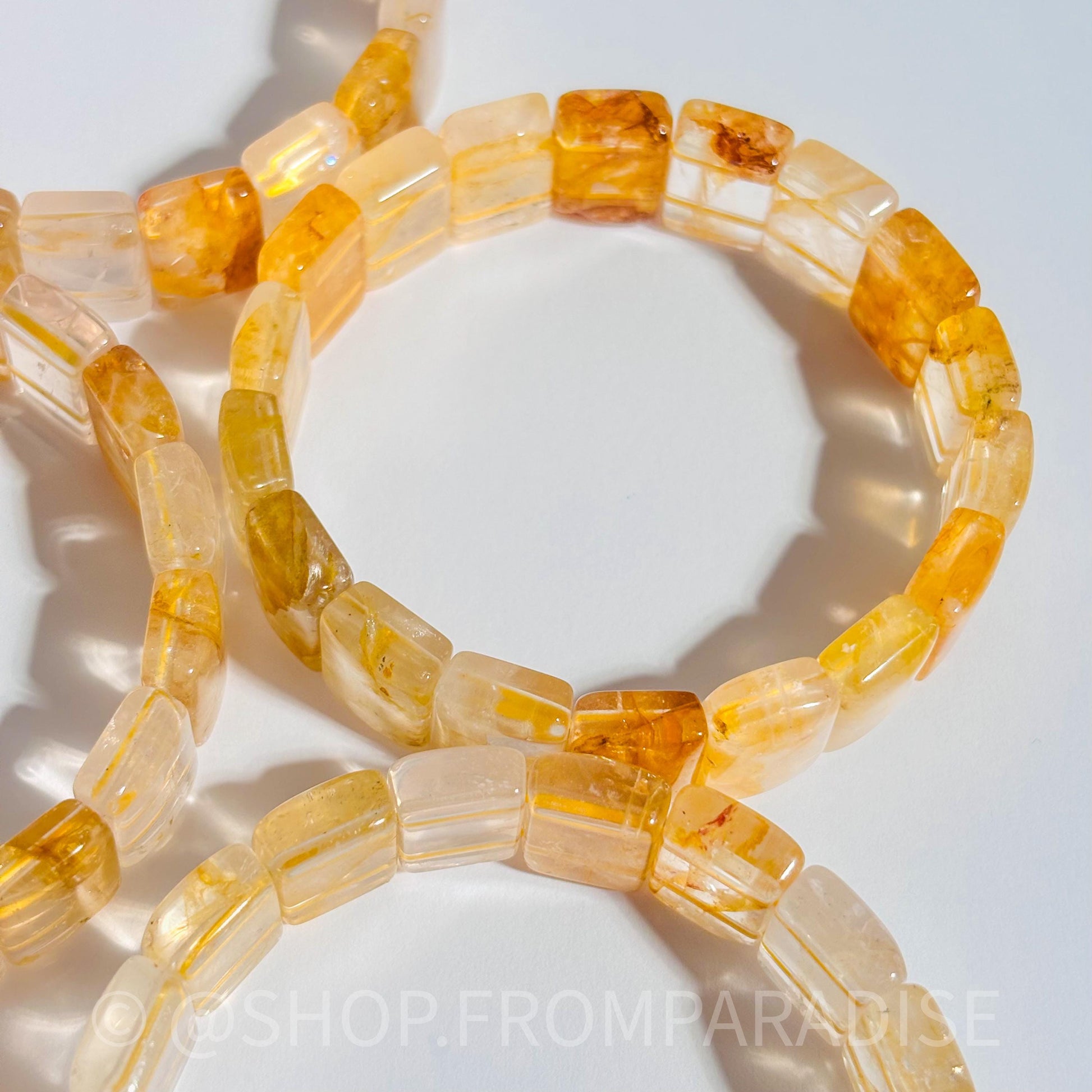 Golden Healer Bangle Golden Healer Crystal Bracelet Handmade Jewelry Gift Golden Healer Yellow Hematoid Quartz Gemstone Bracelet Stretch