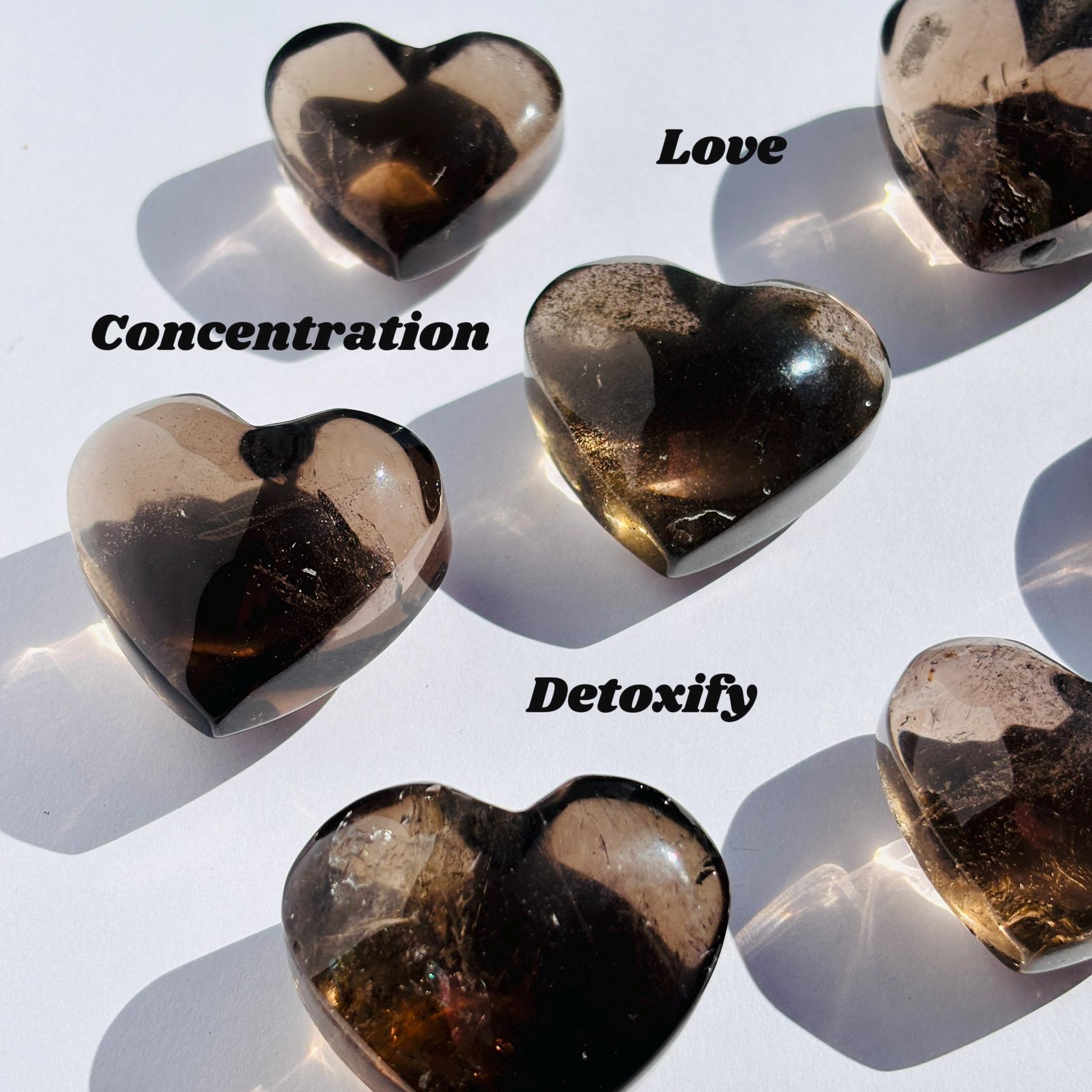 Smoky Quartz Puffy Crystal Heart Carving Sculpture