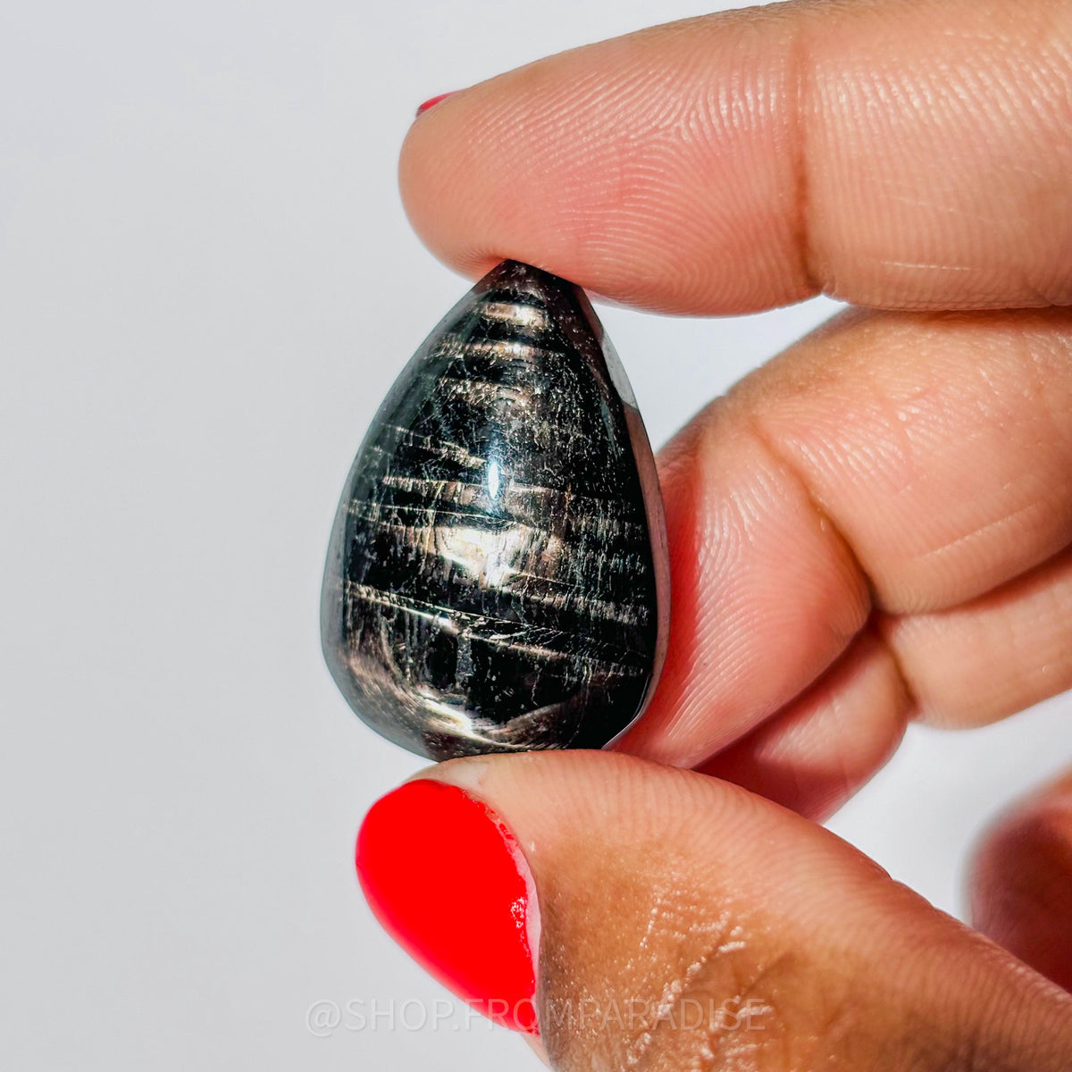Hypersthene Teardrop Crystal Cabochon