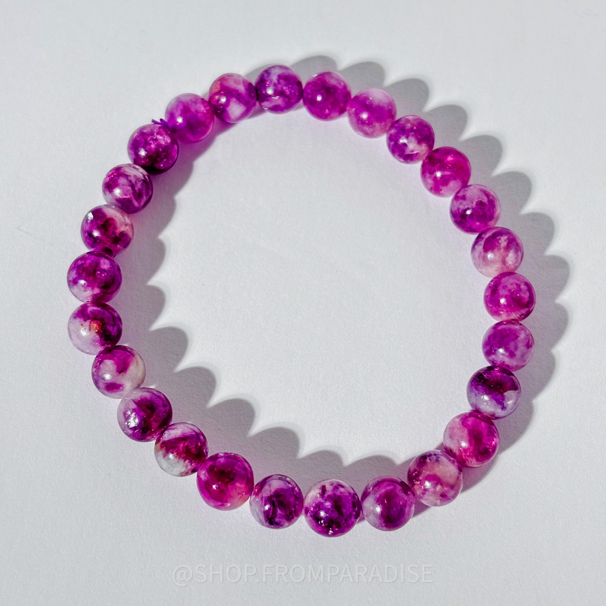 Purple Emerald Quartz Crystal Stretch Bracelet