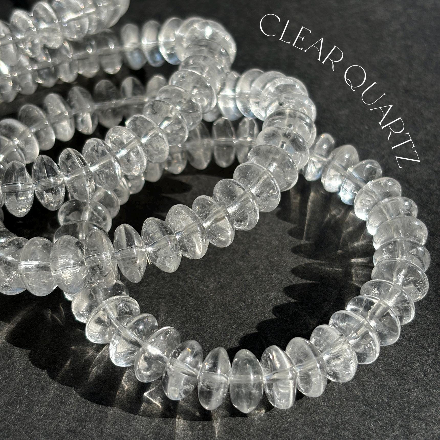 Clear Quartz Rondelle Crystal Stretch Bracelet