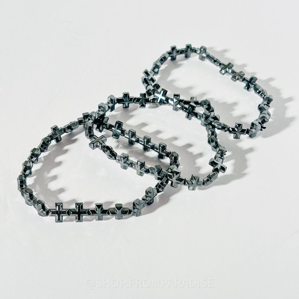 Hematite Cross Crystal Mineral Bracelet
