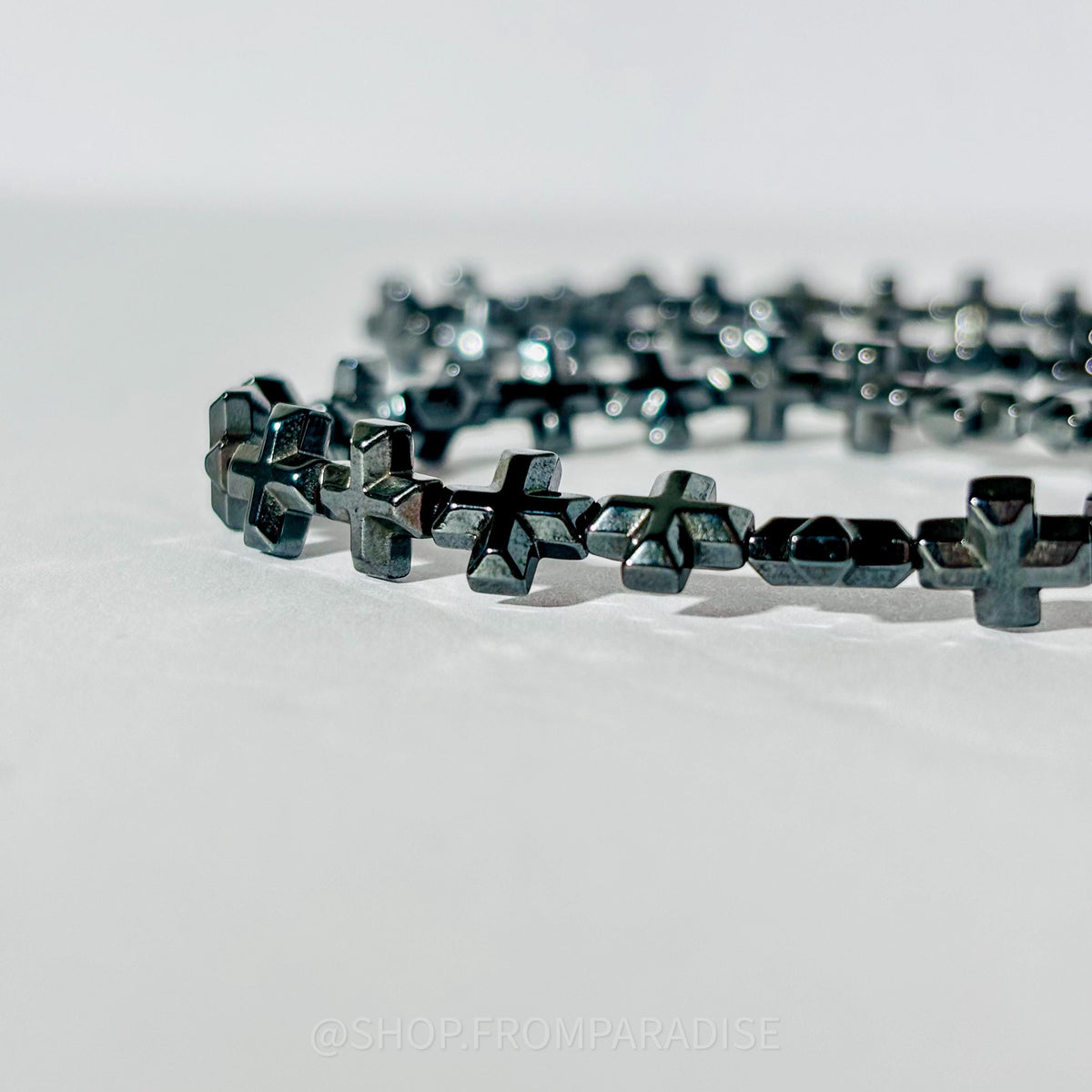 Hematite Cross Crystal Mineral Bracelet